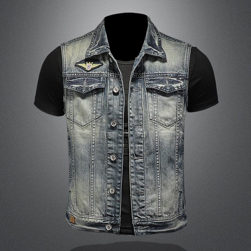 Personalized Denim Vest Men Plus Size Vest - cas7m
