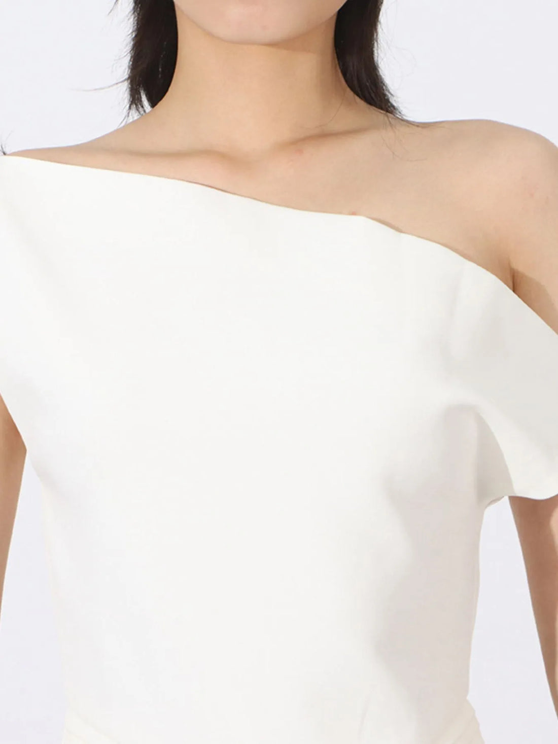 Single Shoulder Pleated Dress - cas7m