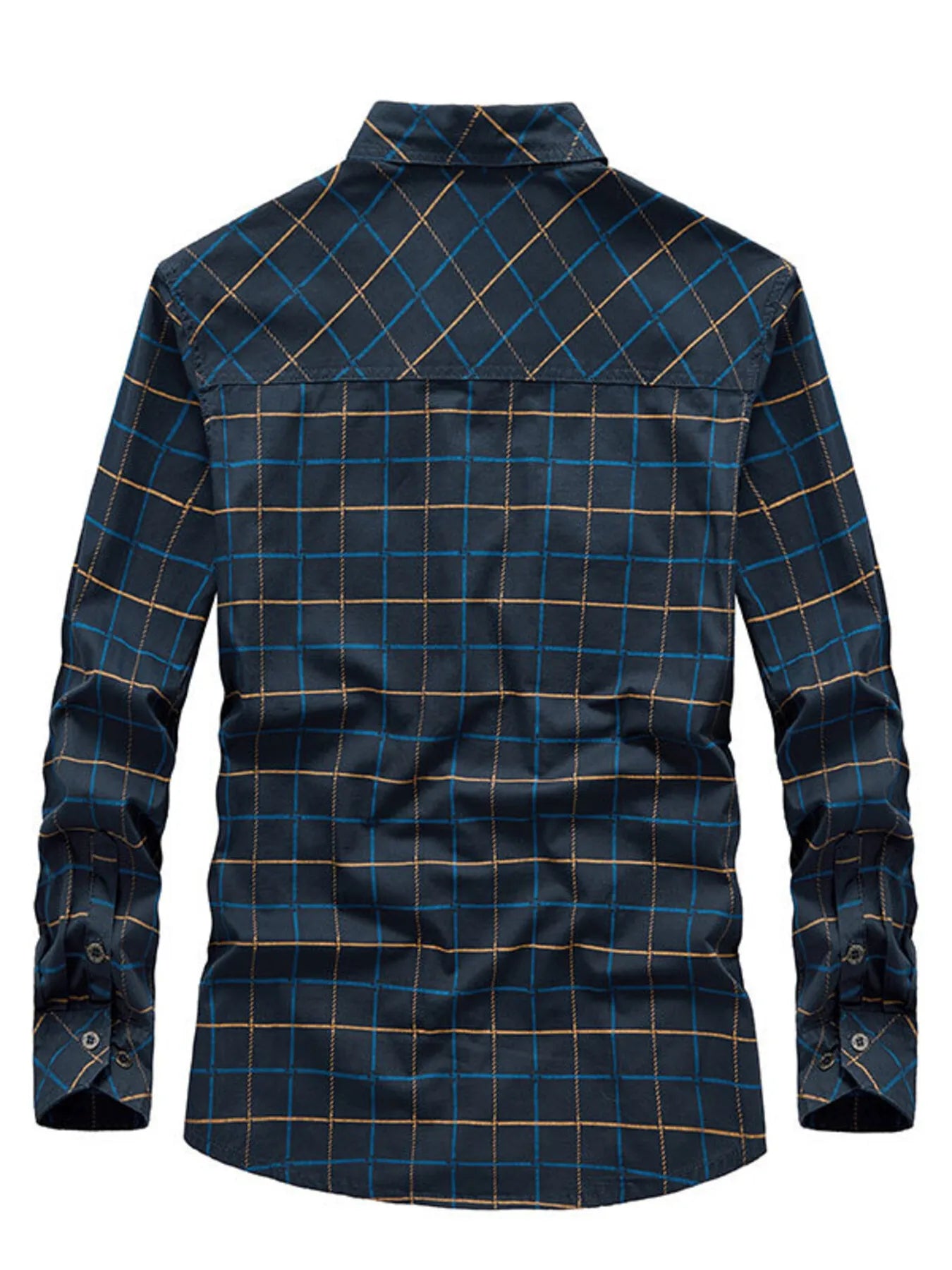 Men's Plus Size Casual Plaid Long Sleeve Shirt - cas7m