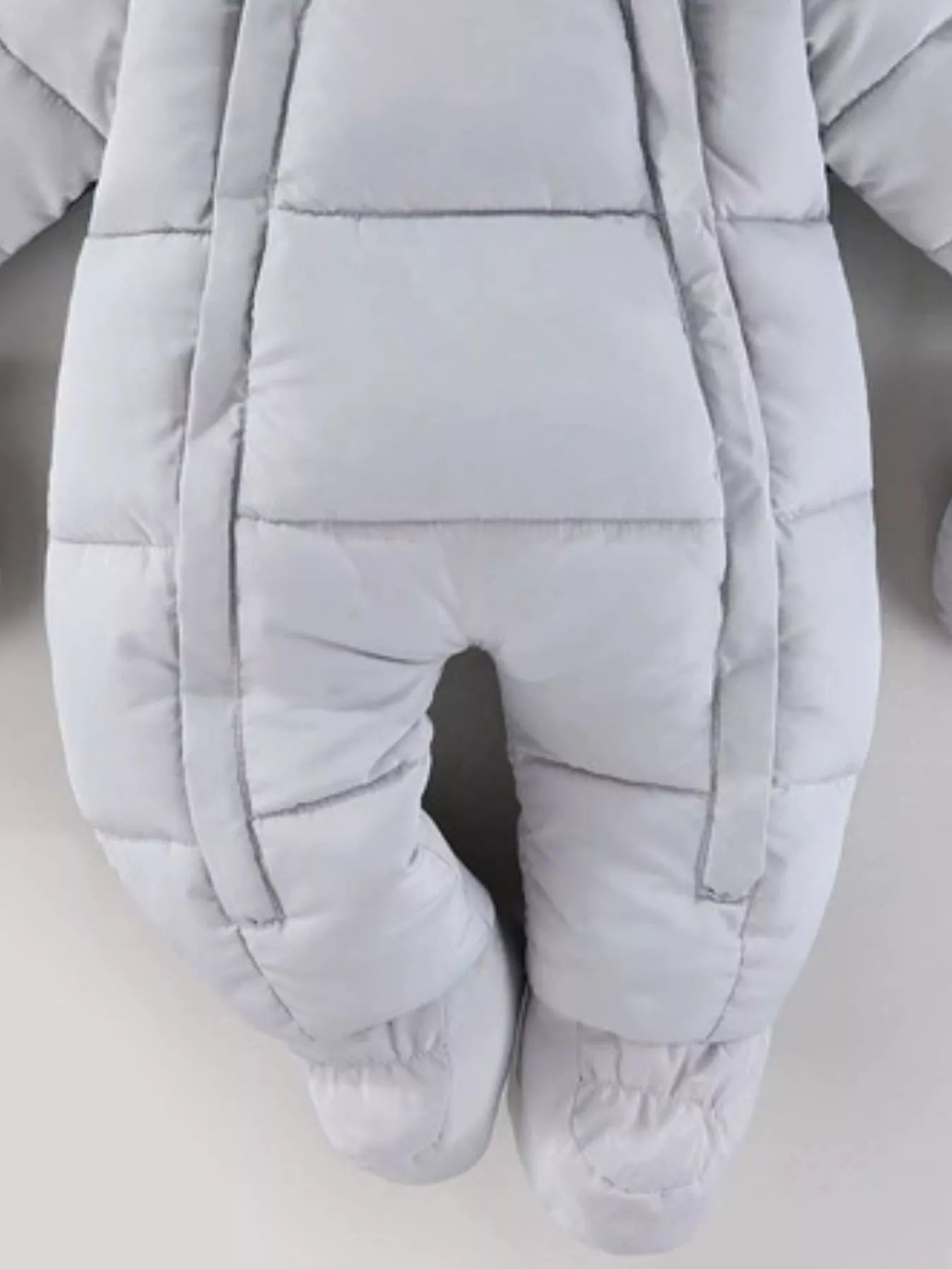 Children's Warm Padded One-Piece Snowsuit with Fur Hood - cas7m