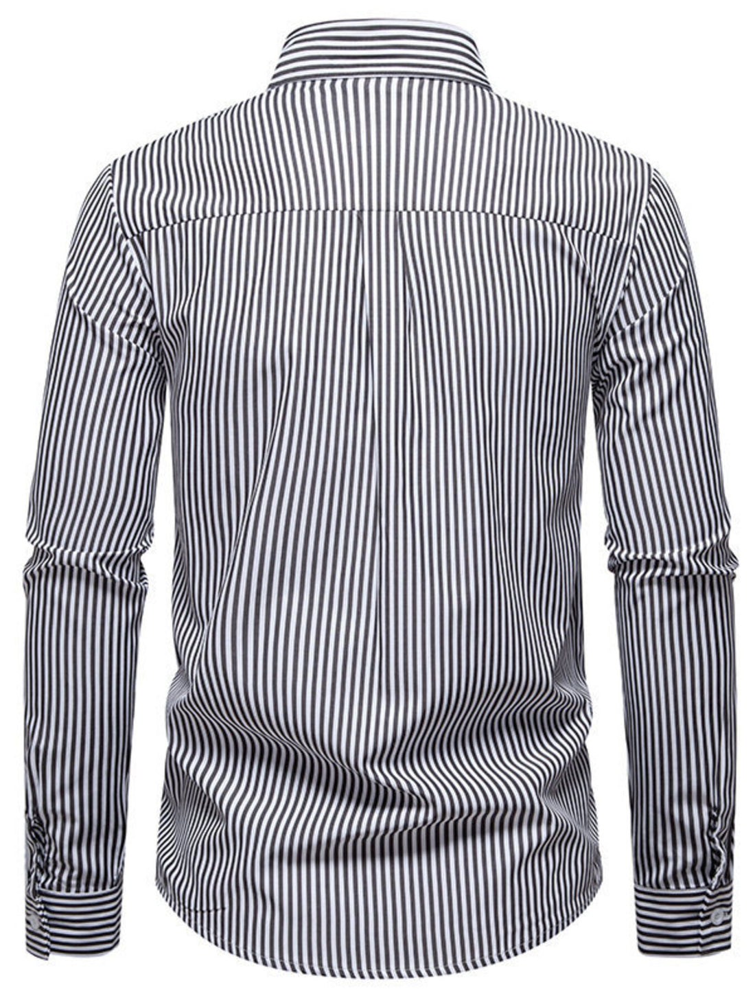 Men's Striped Woven Pattern Long Sleeve Shirt - cas7m