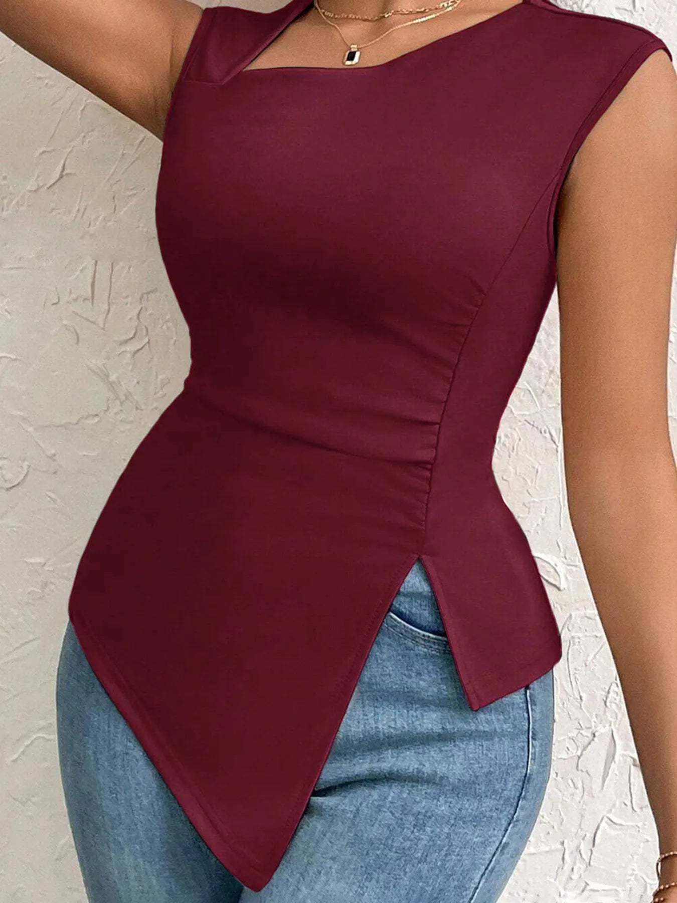 Slit Asymmetrical Tank Top - cas7m