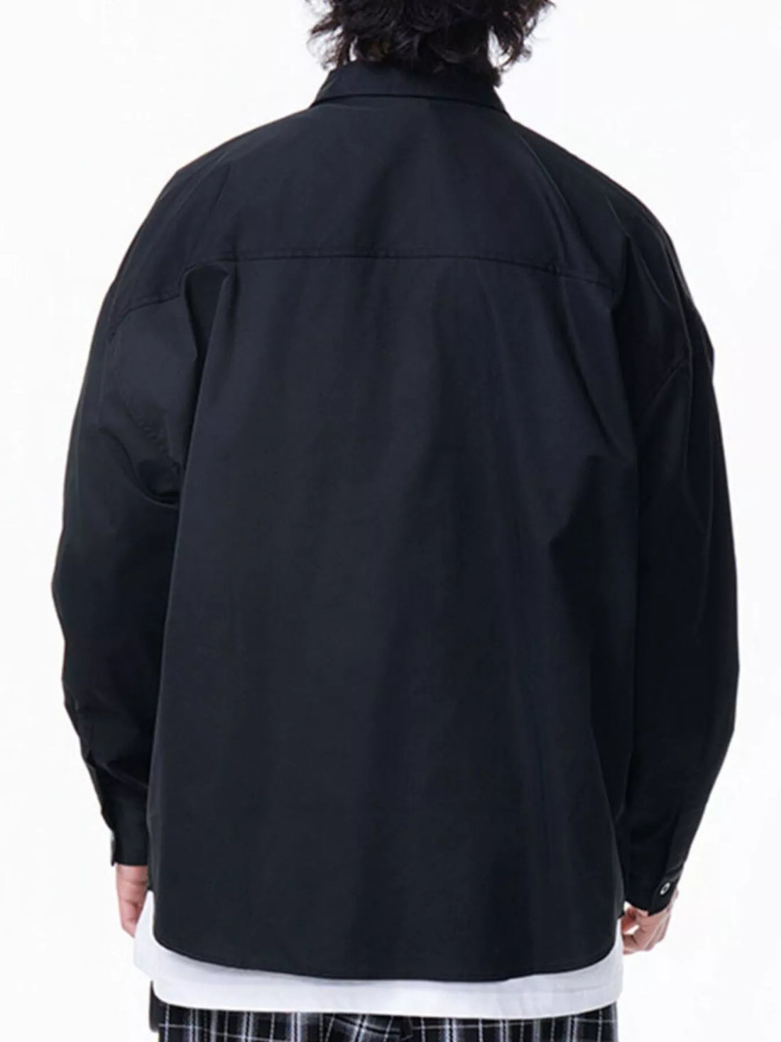 Men's Plus Size Button Up Long Sleeve Shirt - cas7m