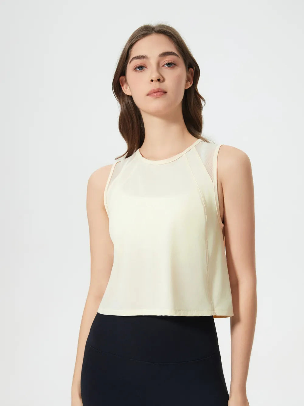 Millennia Round Neck Cropped Active Tank - cas7m