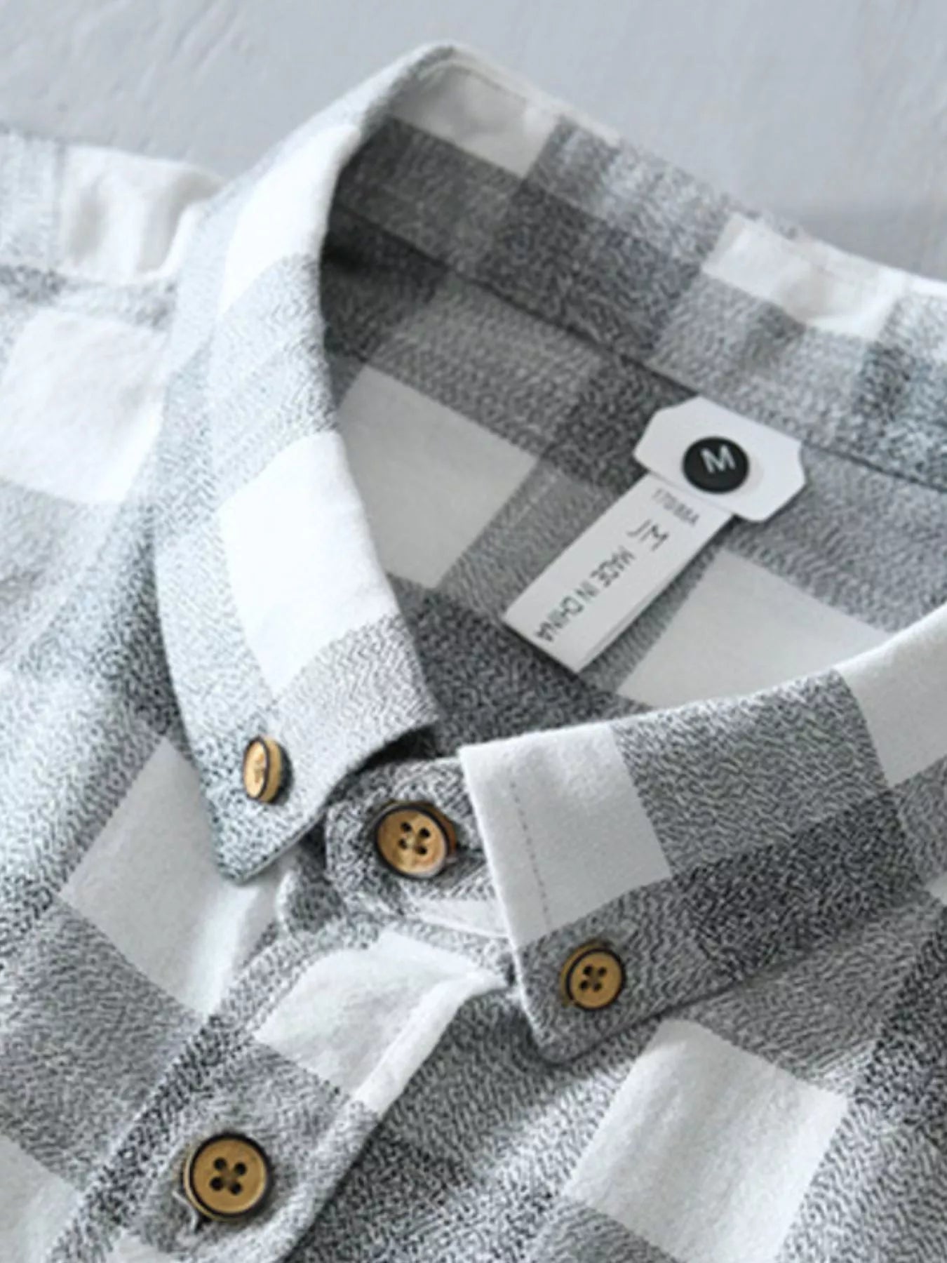 Men's Plus Size Plaid Button-Down Long Sleeve Shirt - cas7m