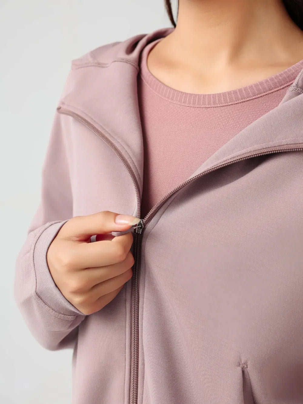 Millennia Zip Up Dropped Shouder Active Hooded - cas7m