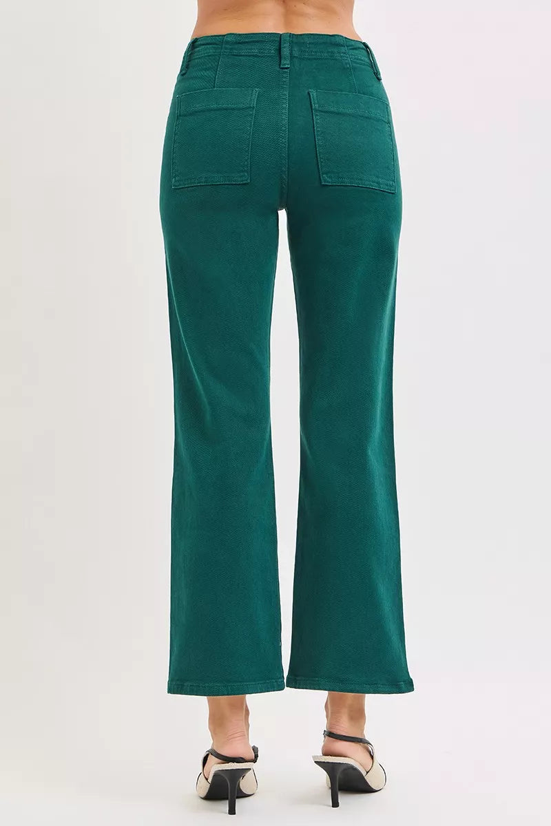 RISEN High Rise Ankle Flare Patch Pocket Jeans - cas7m
