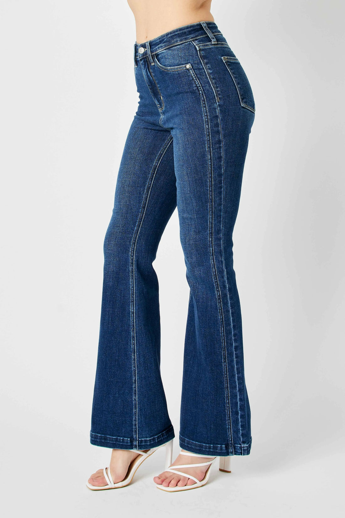 Judy Blue Full Size Hw Angled Side Seam Detail Flare Jeans Plus Size - cas7m