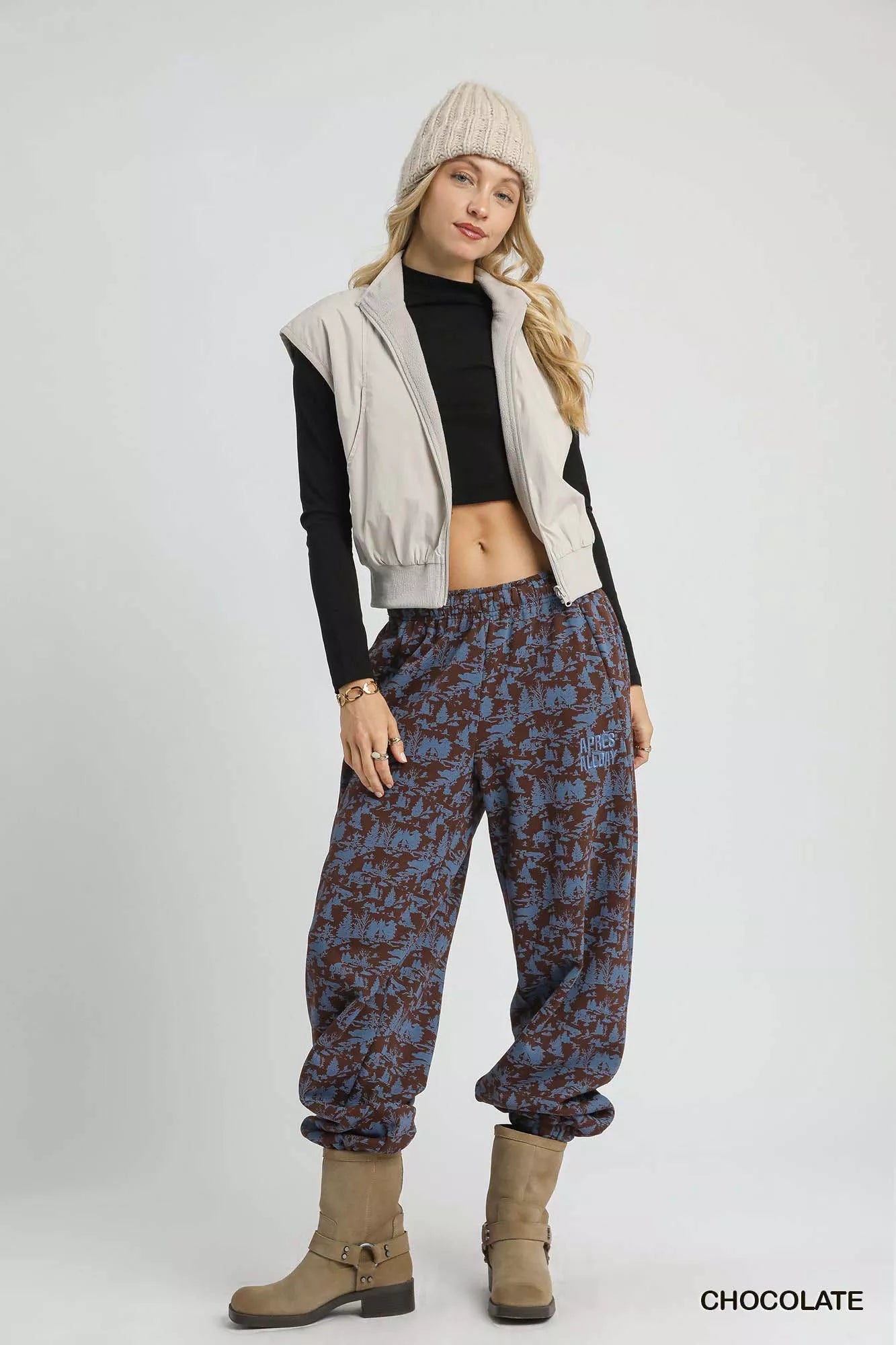 Umgee Scenic Print Casual Sweatpants - cas7m