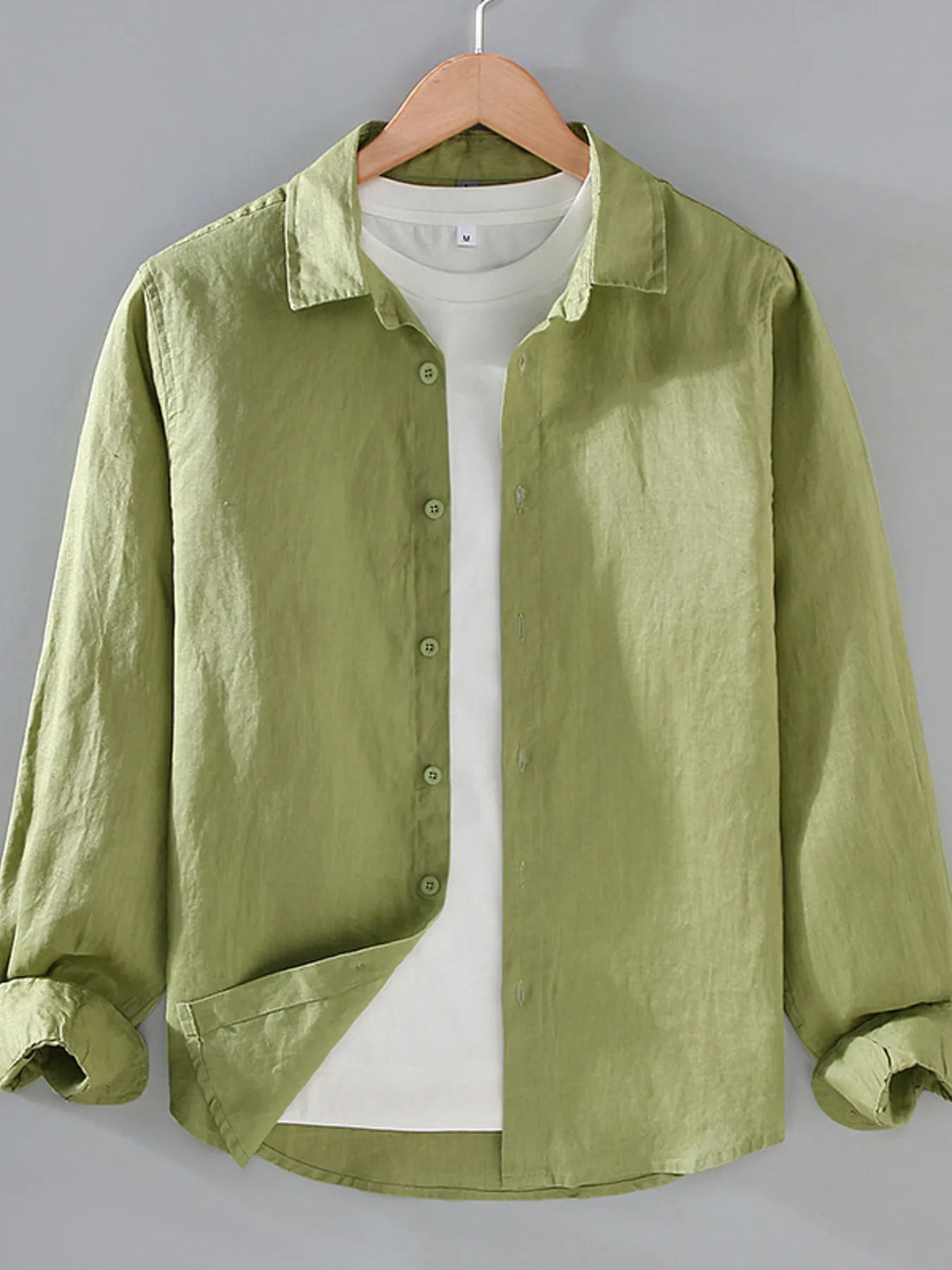 Men's Plus Size Button Up Long Sleeve Shirt - cas7m