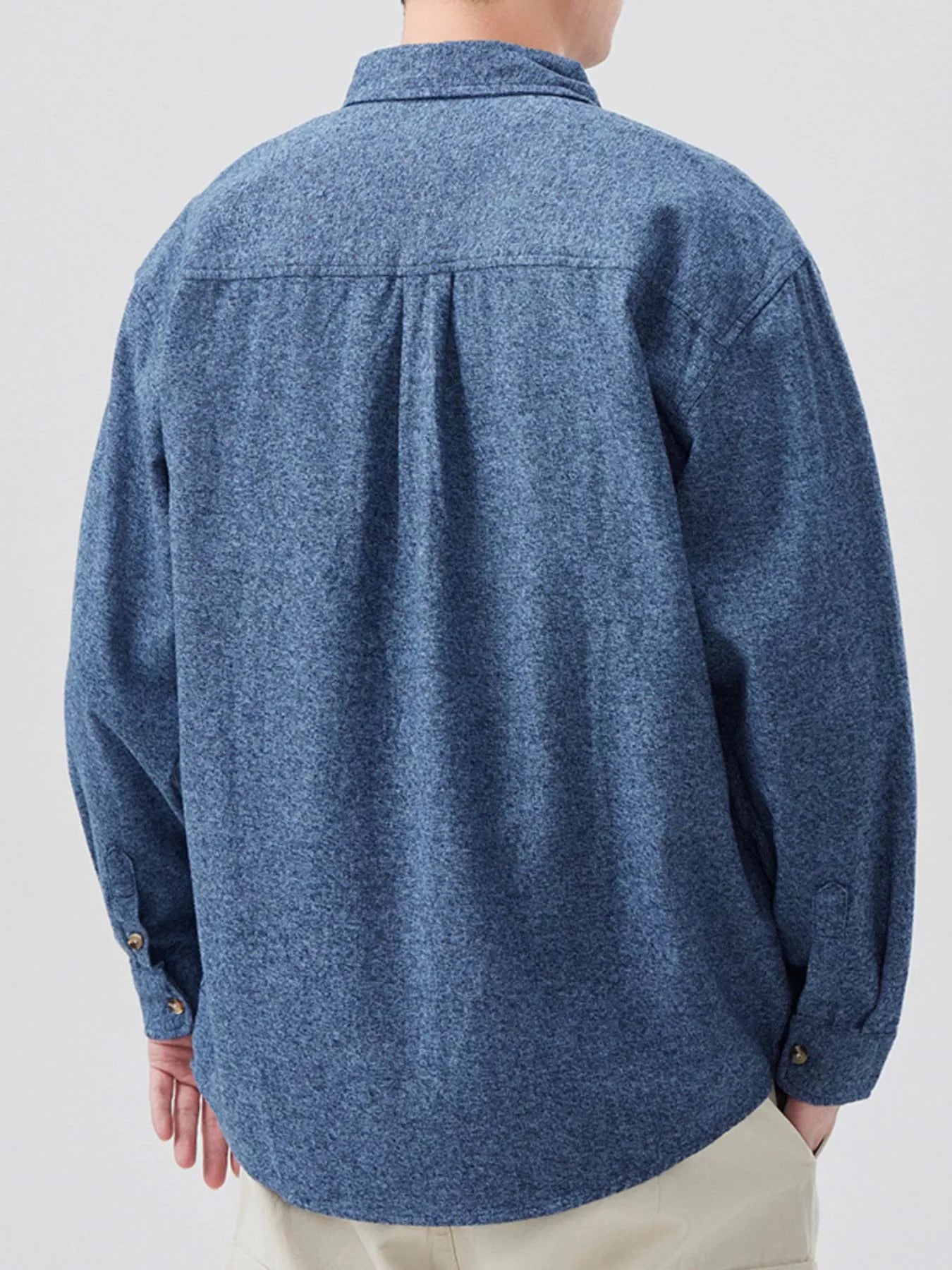 Men's Plus Size Button Up Long Sleeve Shirt - cas7m