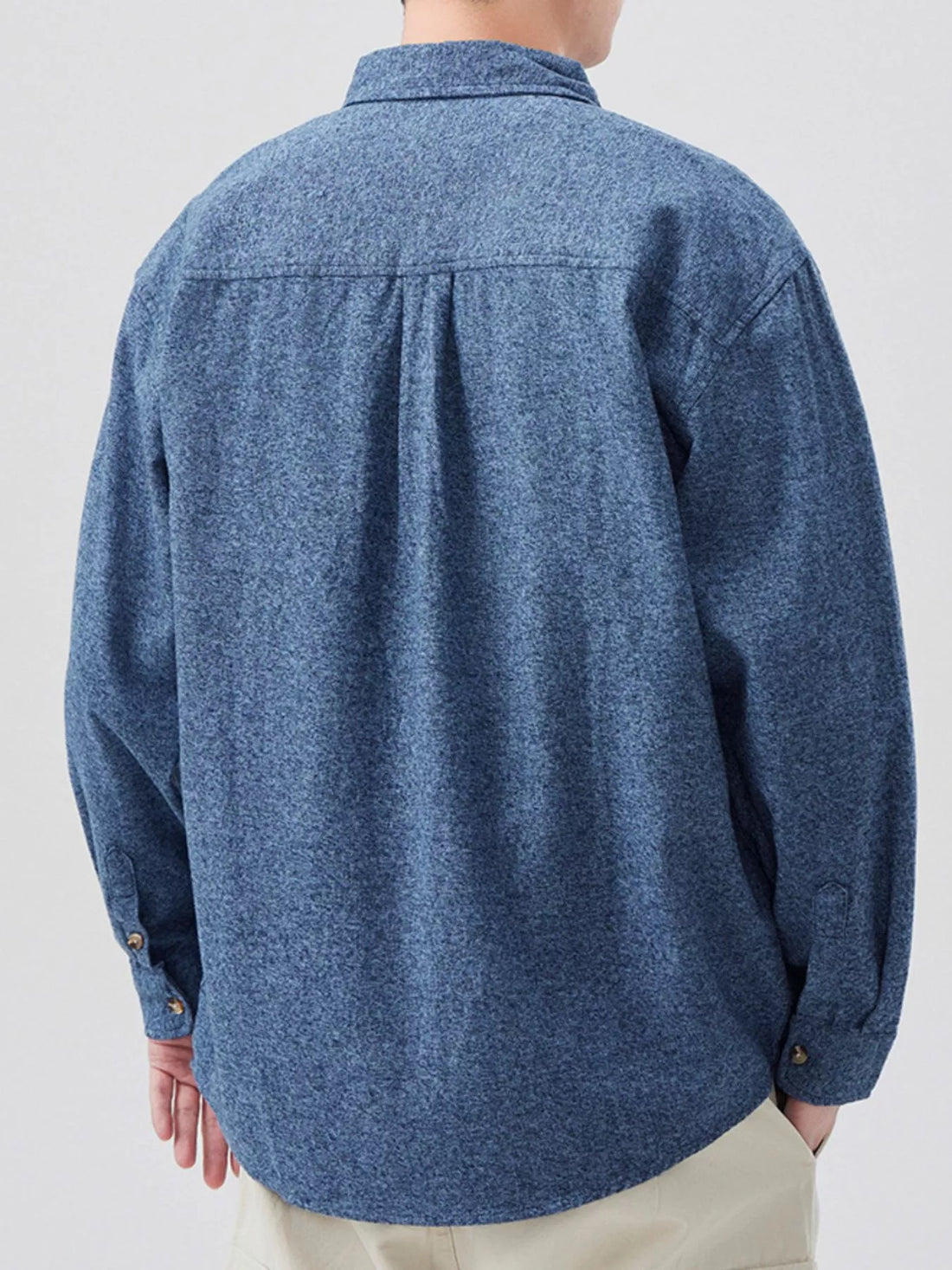 Men's Plus Size Button Up Long Sleeve Shirt - cas7m