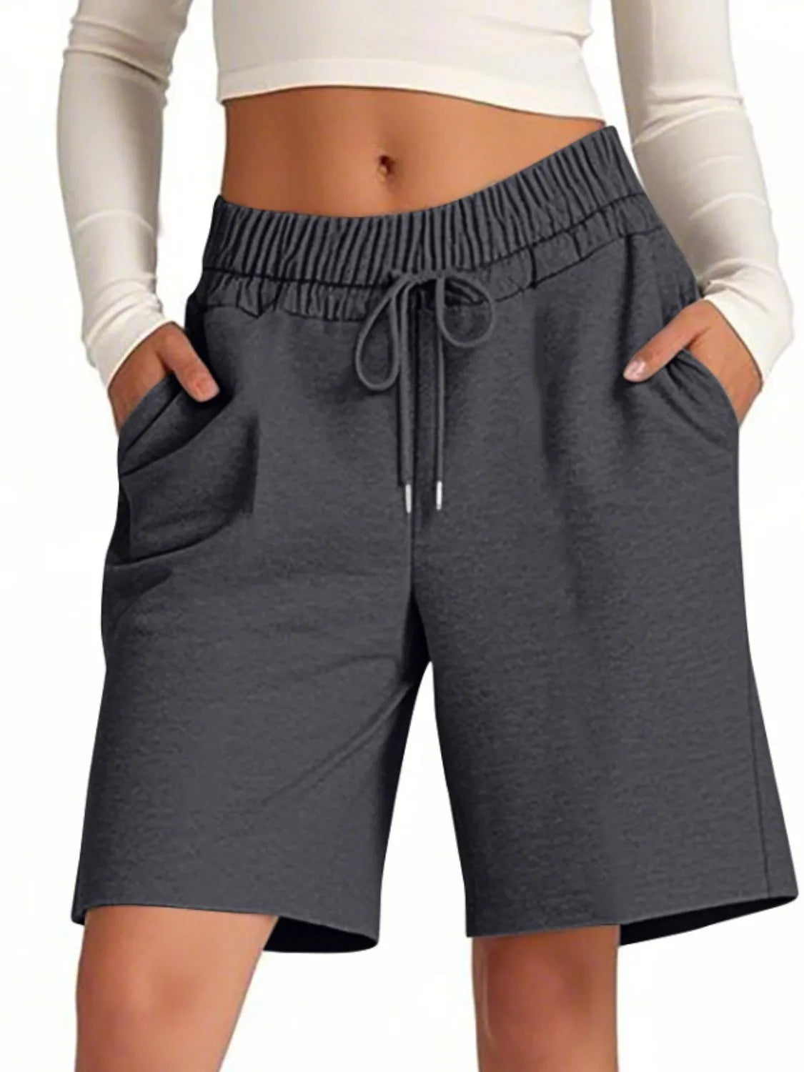 Drawstring Shorts with Pockets - cas7m