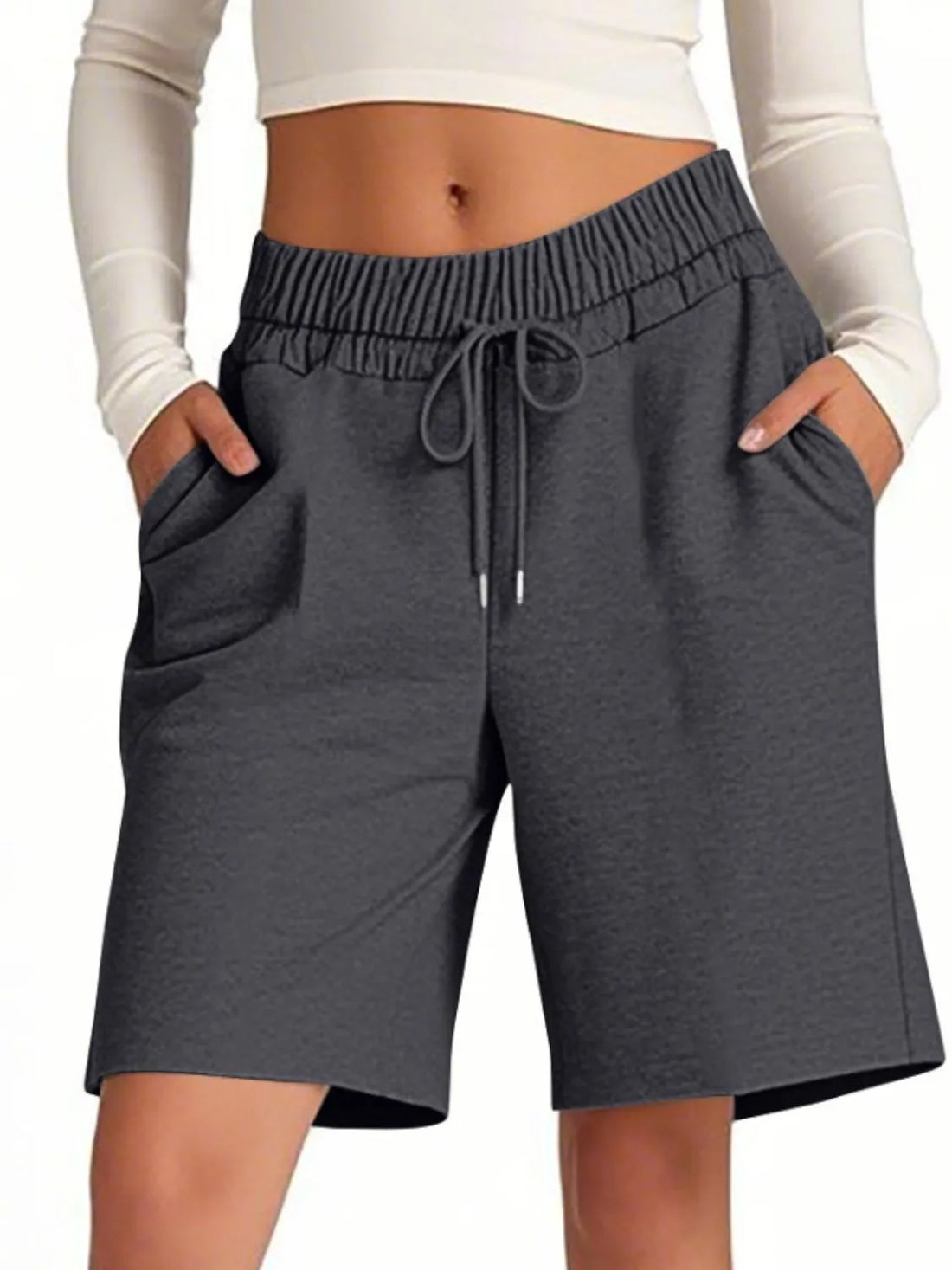 Drawstring Shorts with Pockets - cas7m