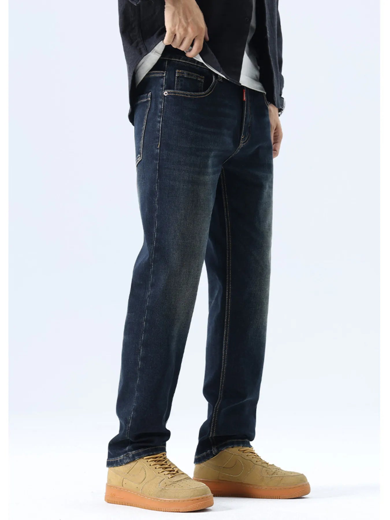 Men's Straight Leg Washed Jeans - cas7m