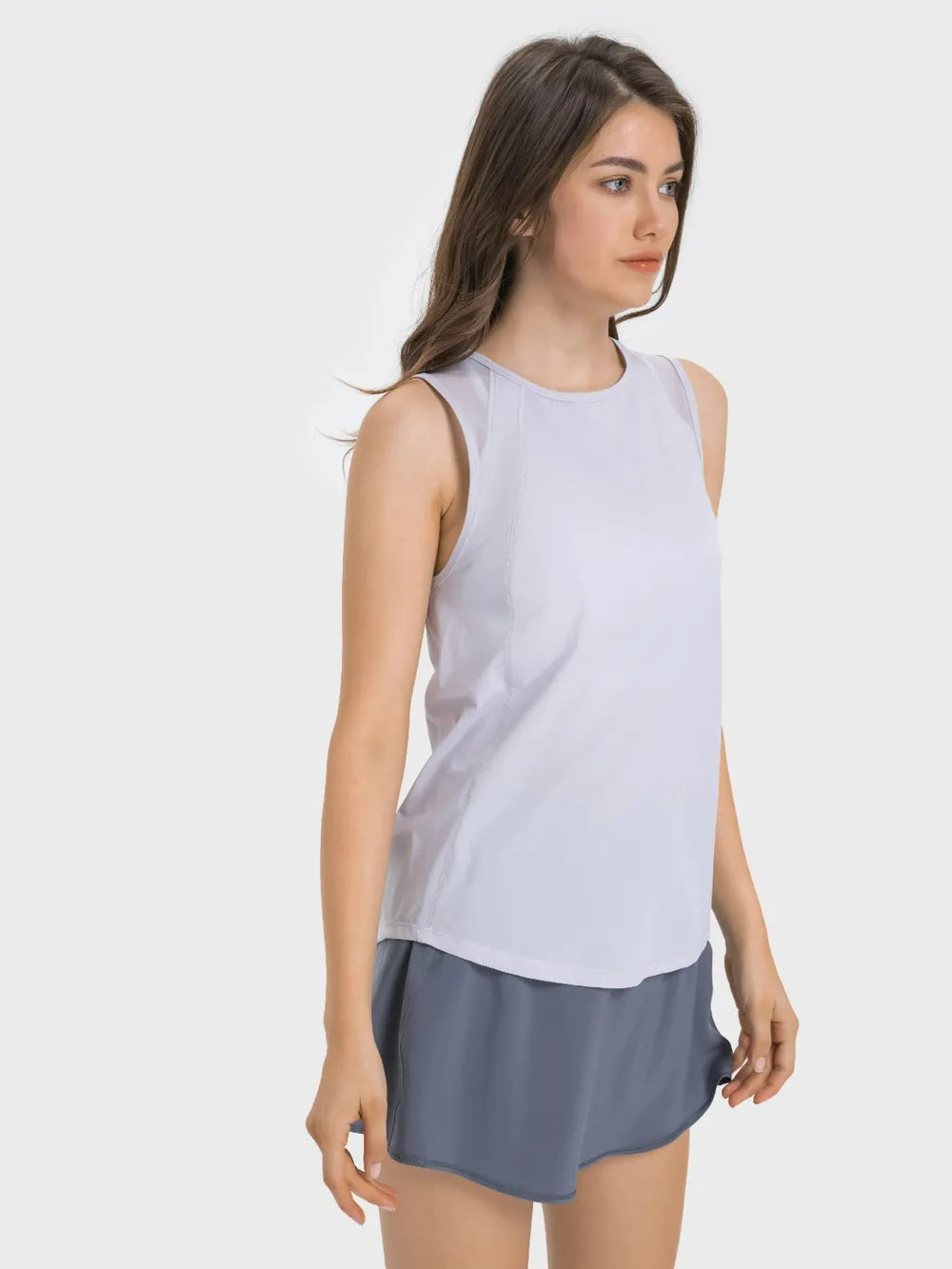Millennia Cutout Back Round Neck Active Tank - cas7m