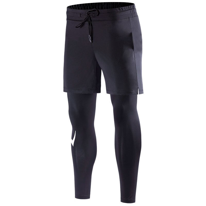 Men's Quick-Dry Elastic Fitness Pants - Two-Piece Look - cas7m