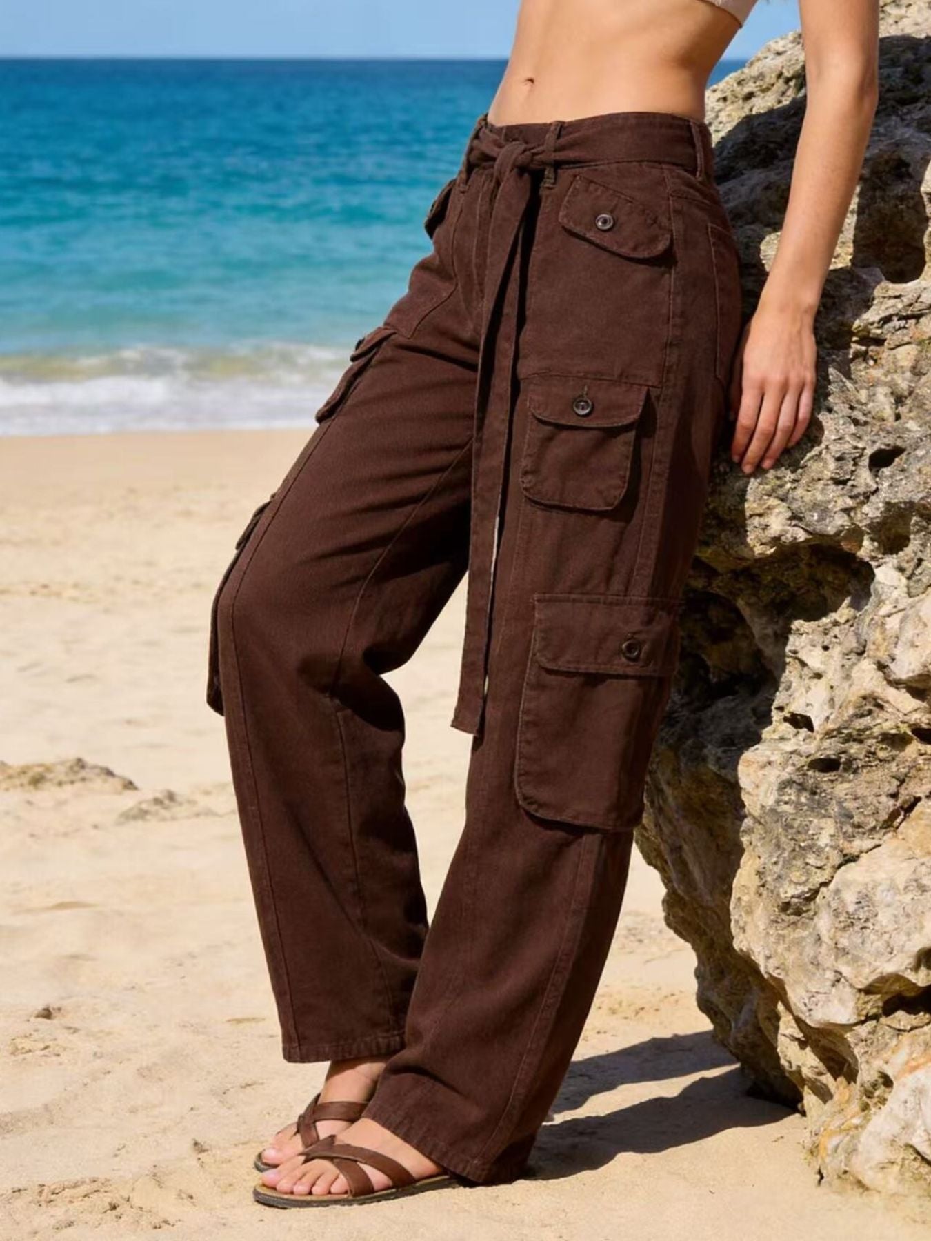 Wide Leg Cargo Jeans - cas7m