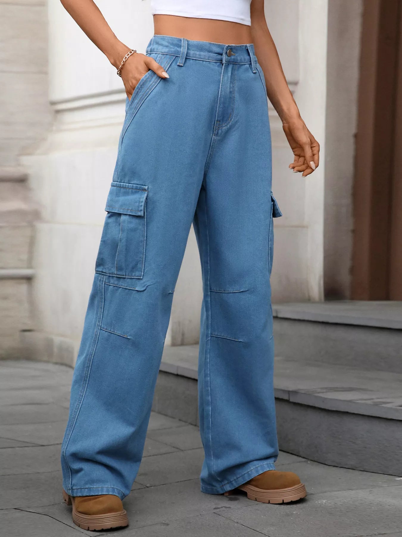 Relaxed Fit Cargo Jeans - cas7m