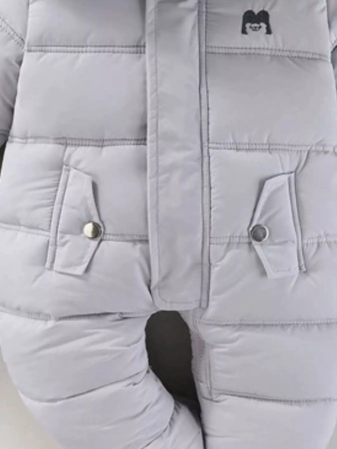 Children's Warm Padded One-Piece Snowsuit with Fur Hood - cas7m