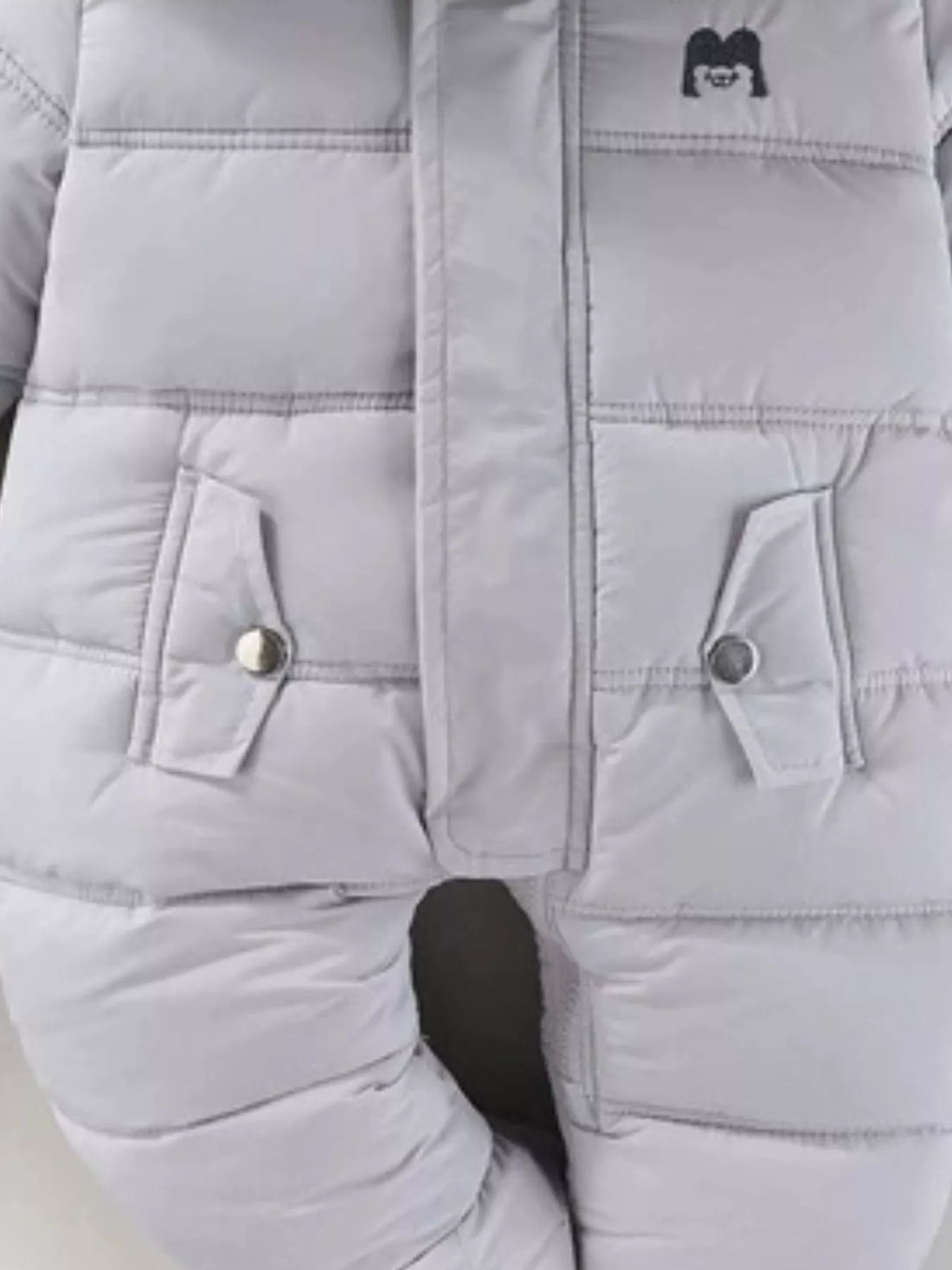 Children's Warm Padded One-Piece Snowsuit with Fur Hood - cas7m