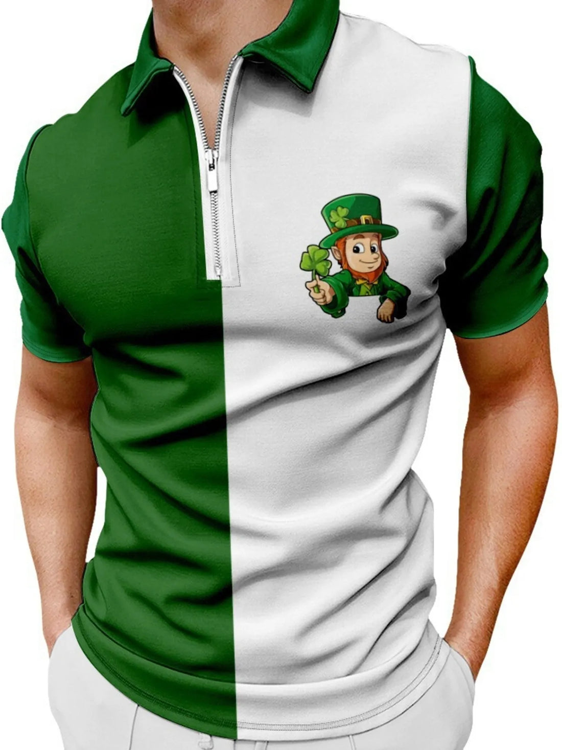 Men's Full Size Color Block Short Sleeve Polo Plus Size - cas7m