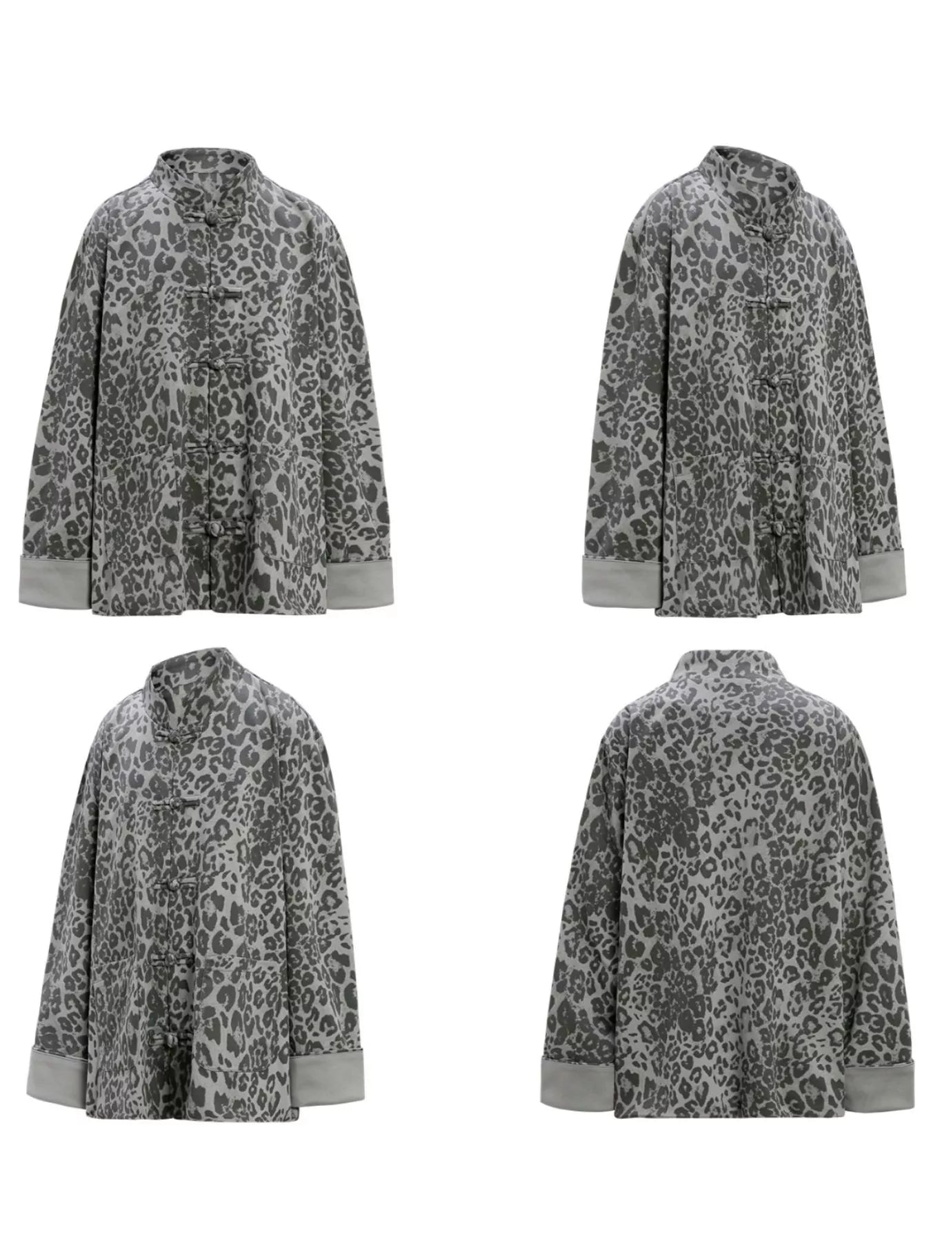 Men's Leopard Button Up Long Sleeve Shirt - cas7m