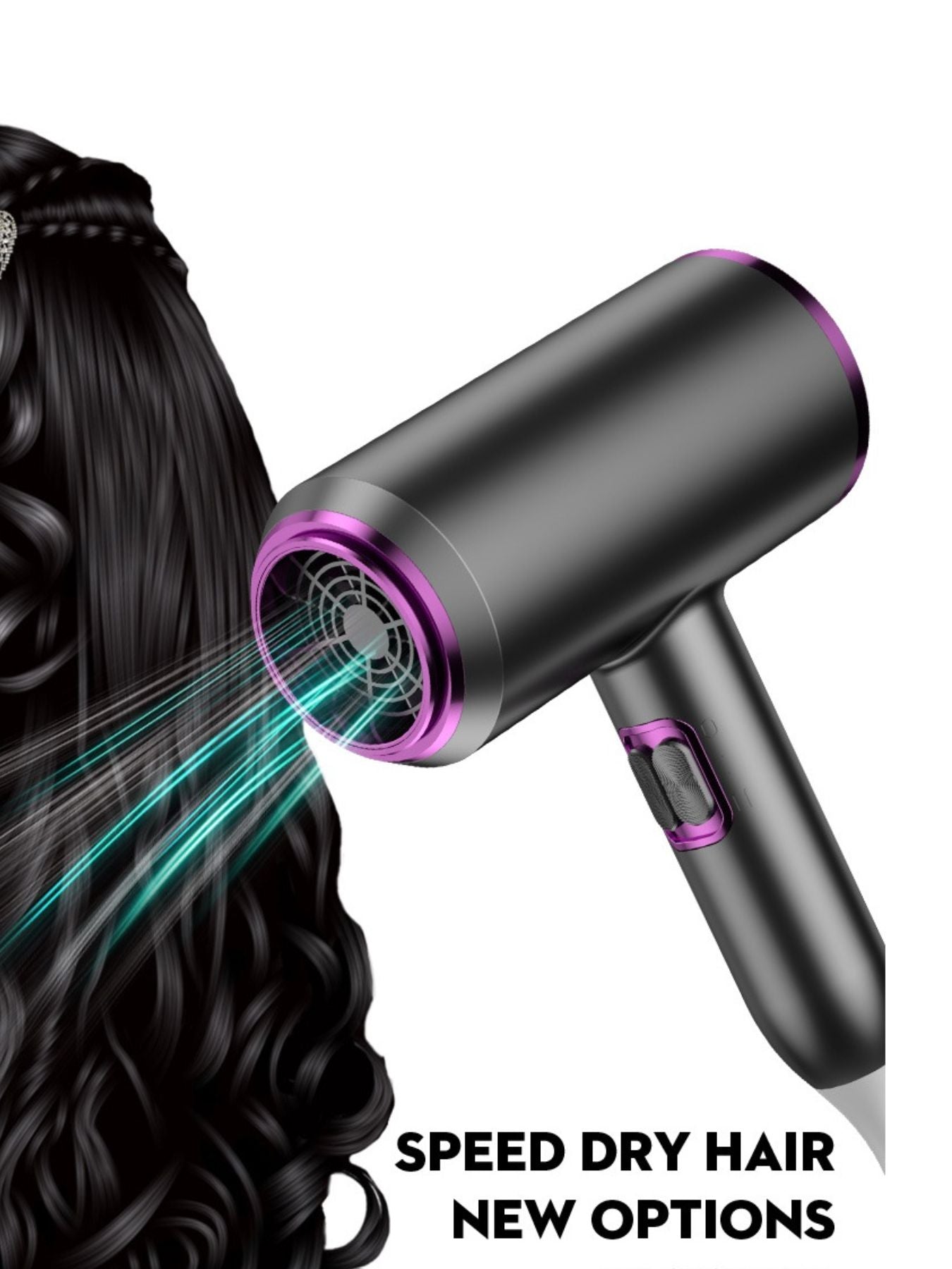 Salon-Quality Negative Ion Compact Hair Dryer for Glossy Shine - cas7m