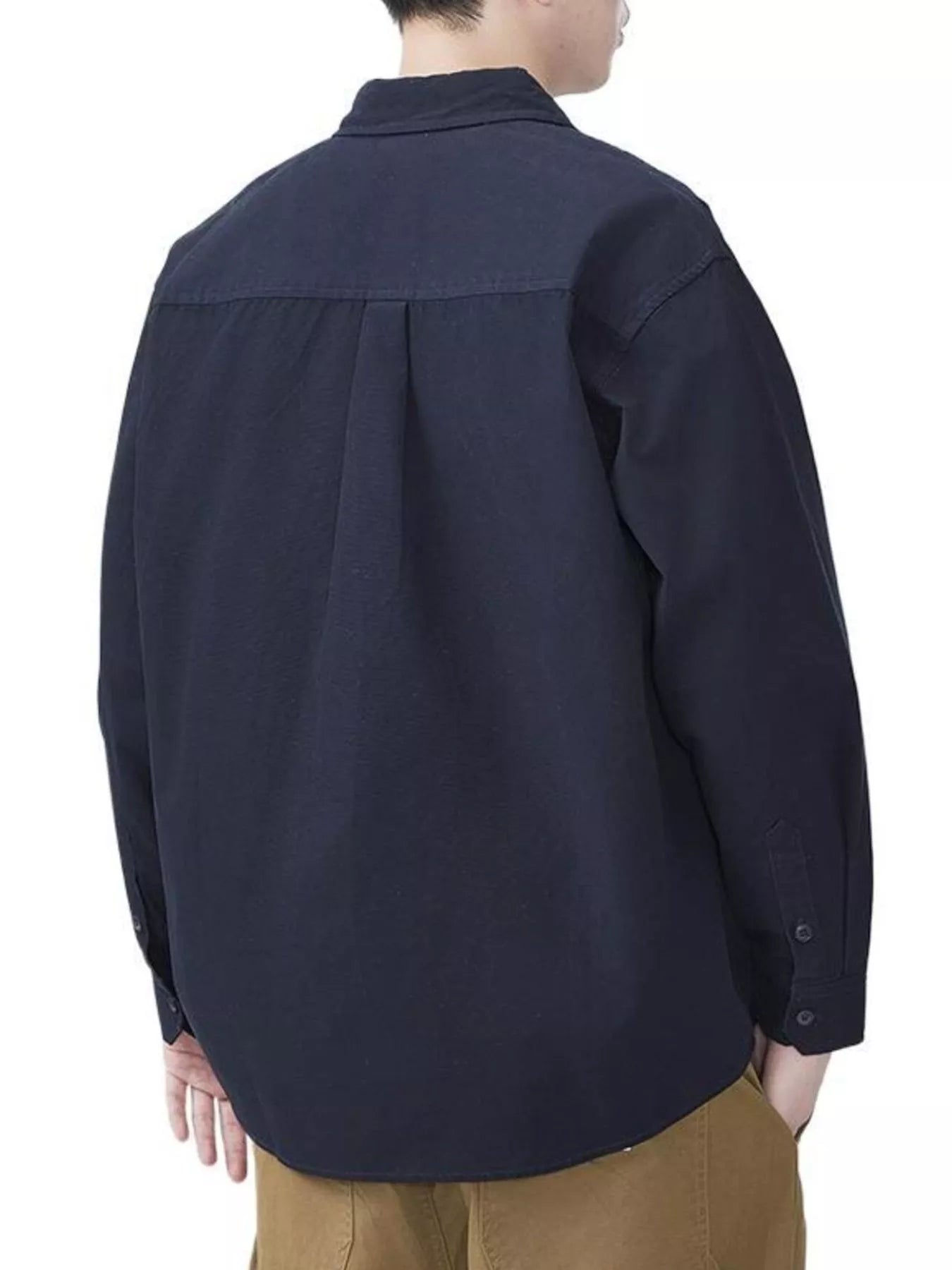 Men's Plus Size Button Up Long Sleeve Shirt - cas7m