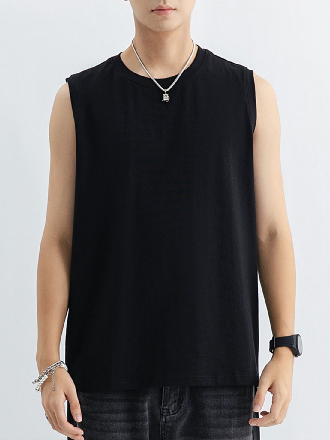 Men's Plus Size Round Neck Tank - cas7m