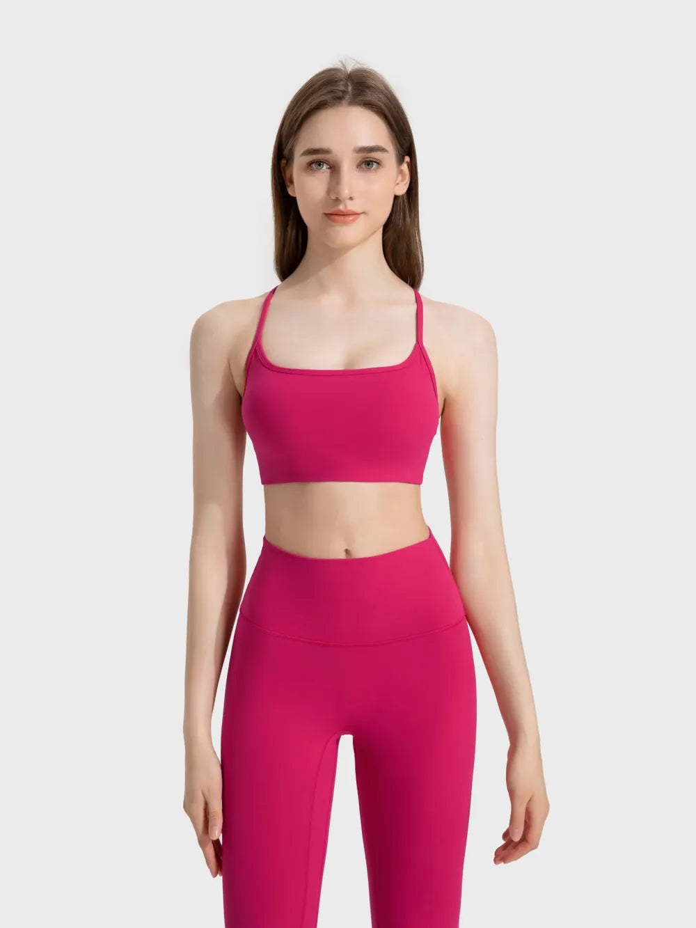 Millennia Crisscross Back Scoop Neck Active Cami with Detachable Chest Pads - cas7m