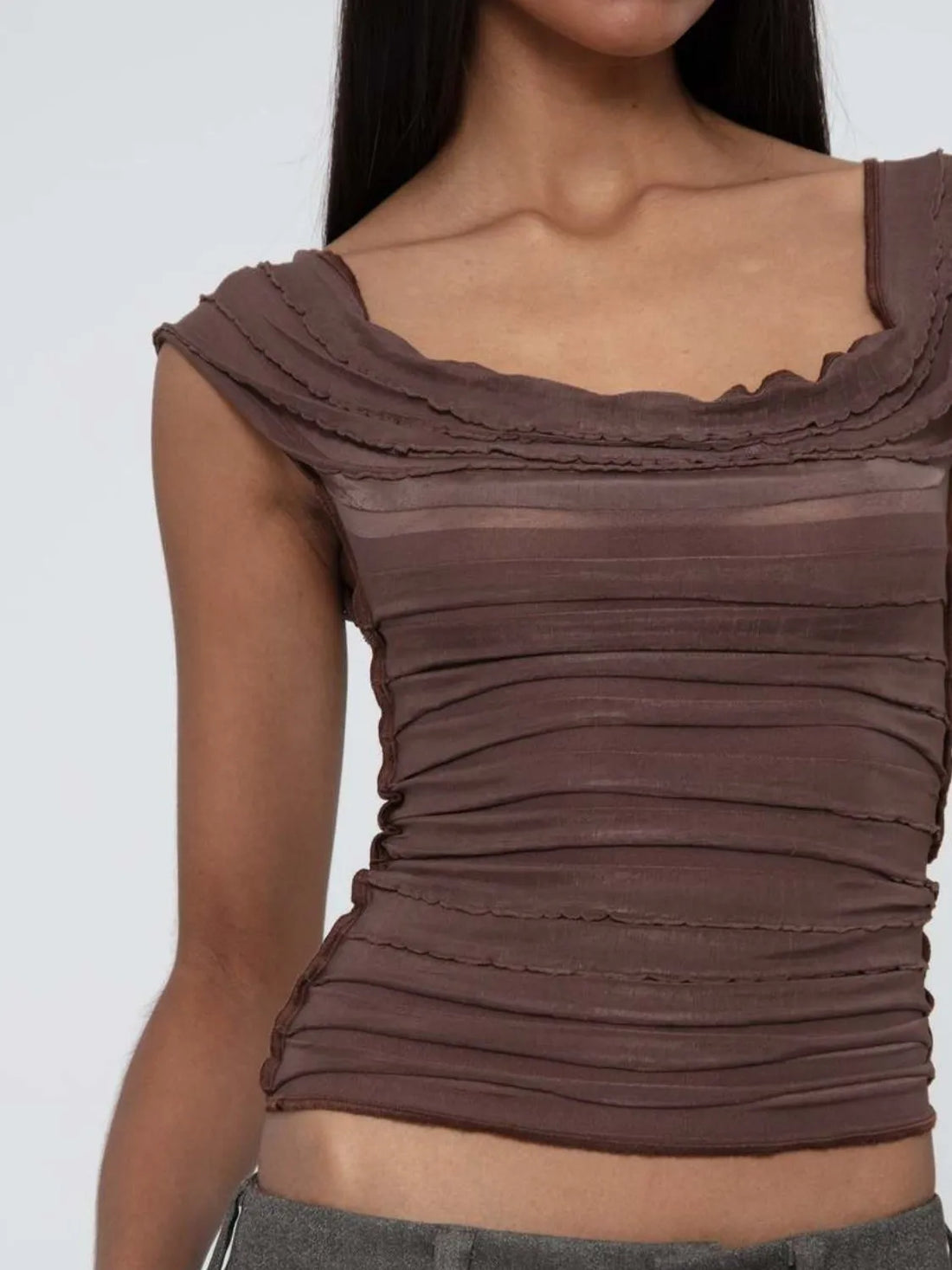 Ruched Solid Tank - cas7m