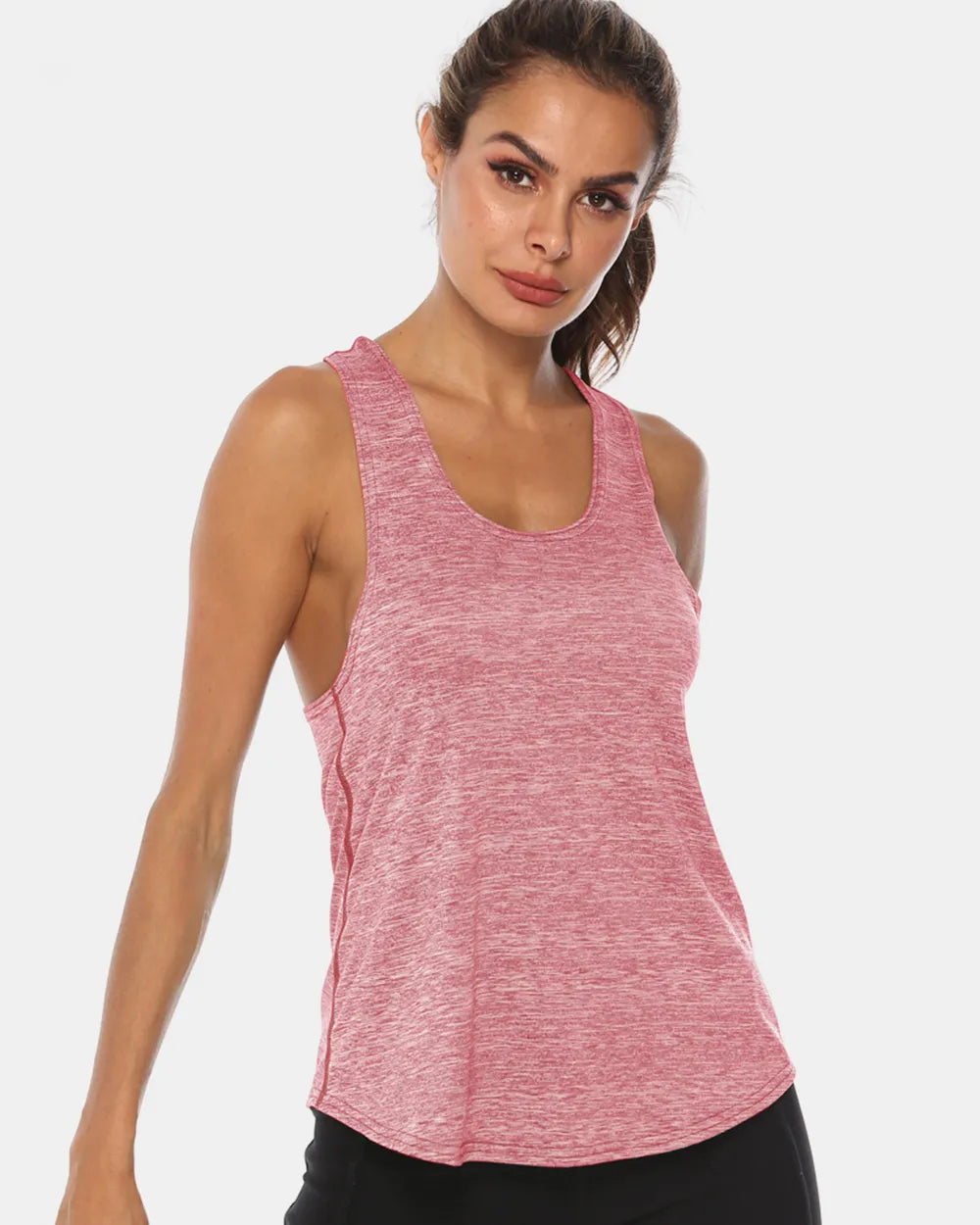 Full Size Scoop Neck Wide Strap Active Tank - cas7m