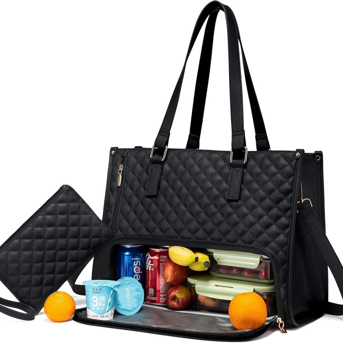 Versatile Quilted 2-in-1 Women's Laptop & Lunch Bag Set - cas7m