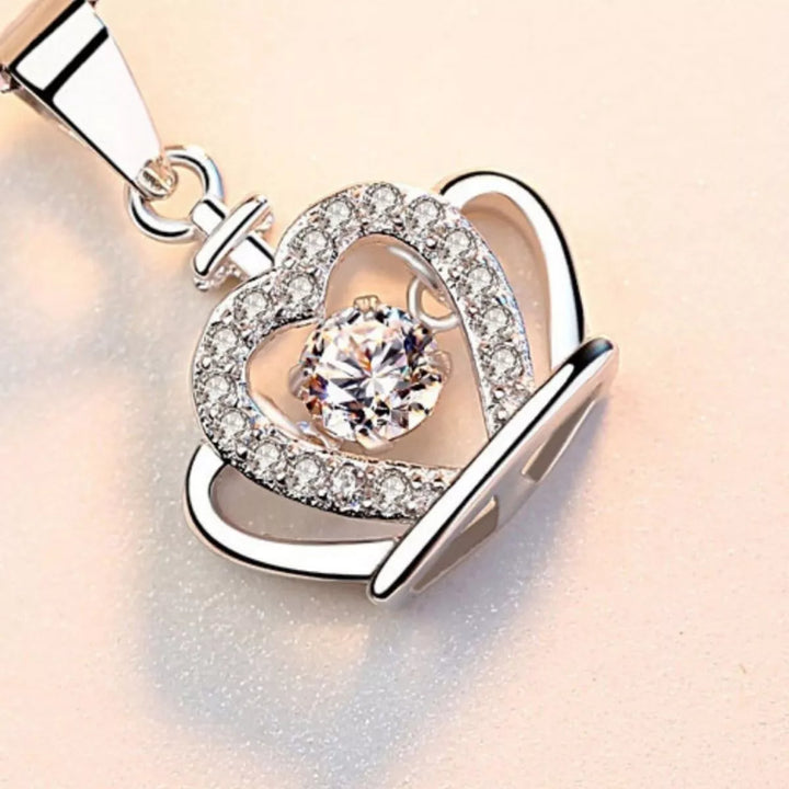 925 Sterling Silver Zircon Crown Pendant Necklace - cas7m