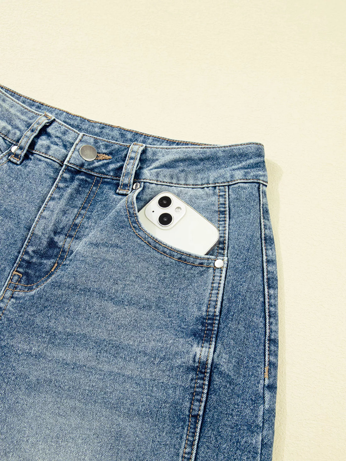 Vintage Washed Seam Detail Shift Jeans - cas7m
