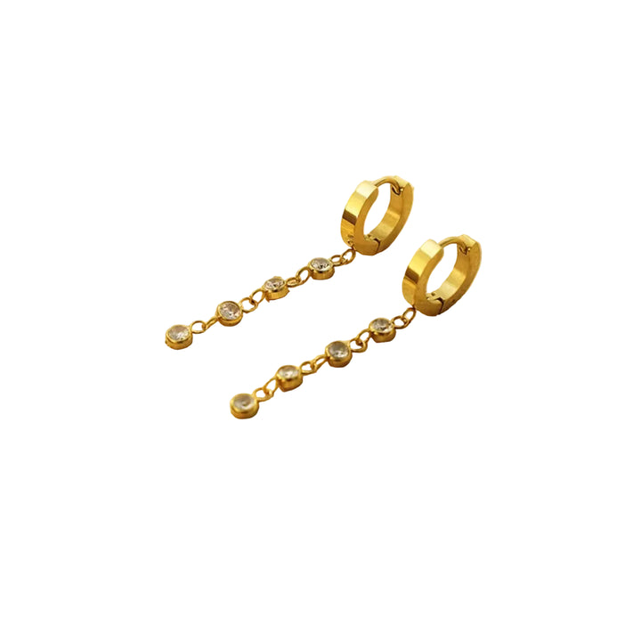 18K Gold-Plated Hoop Drop Earrings - cas7m