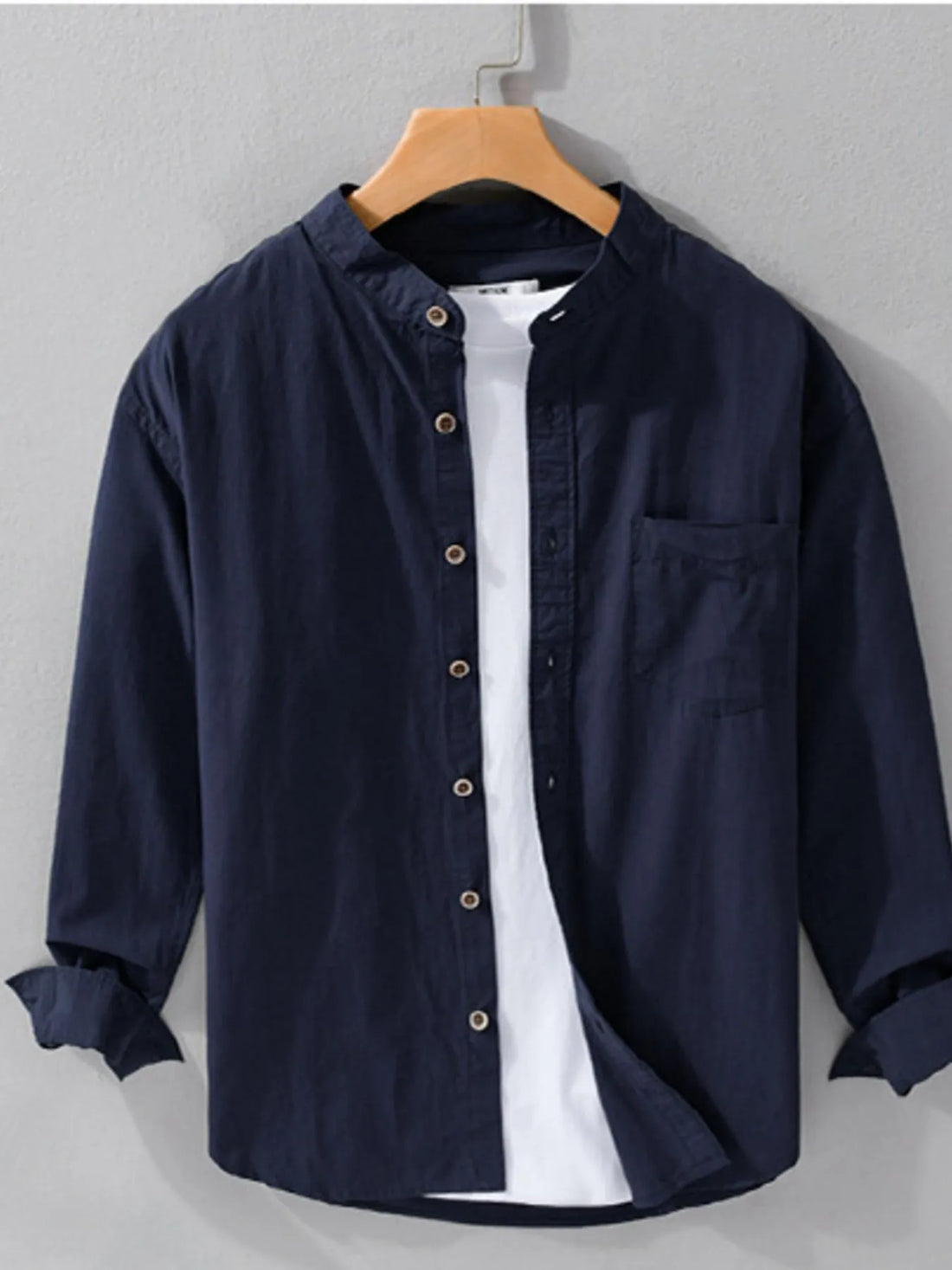 Men's Plus Size Button Up Long Sleeve Shirt - cas7m