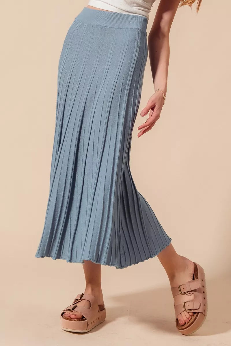 SO ME  A Line Knitted Sweater Midi Length Skirt - cas7m