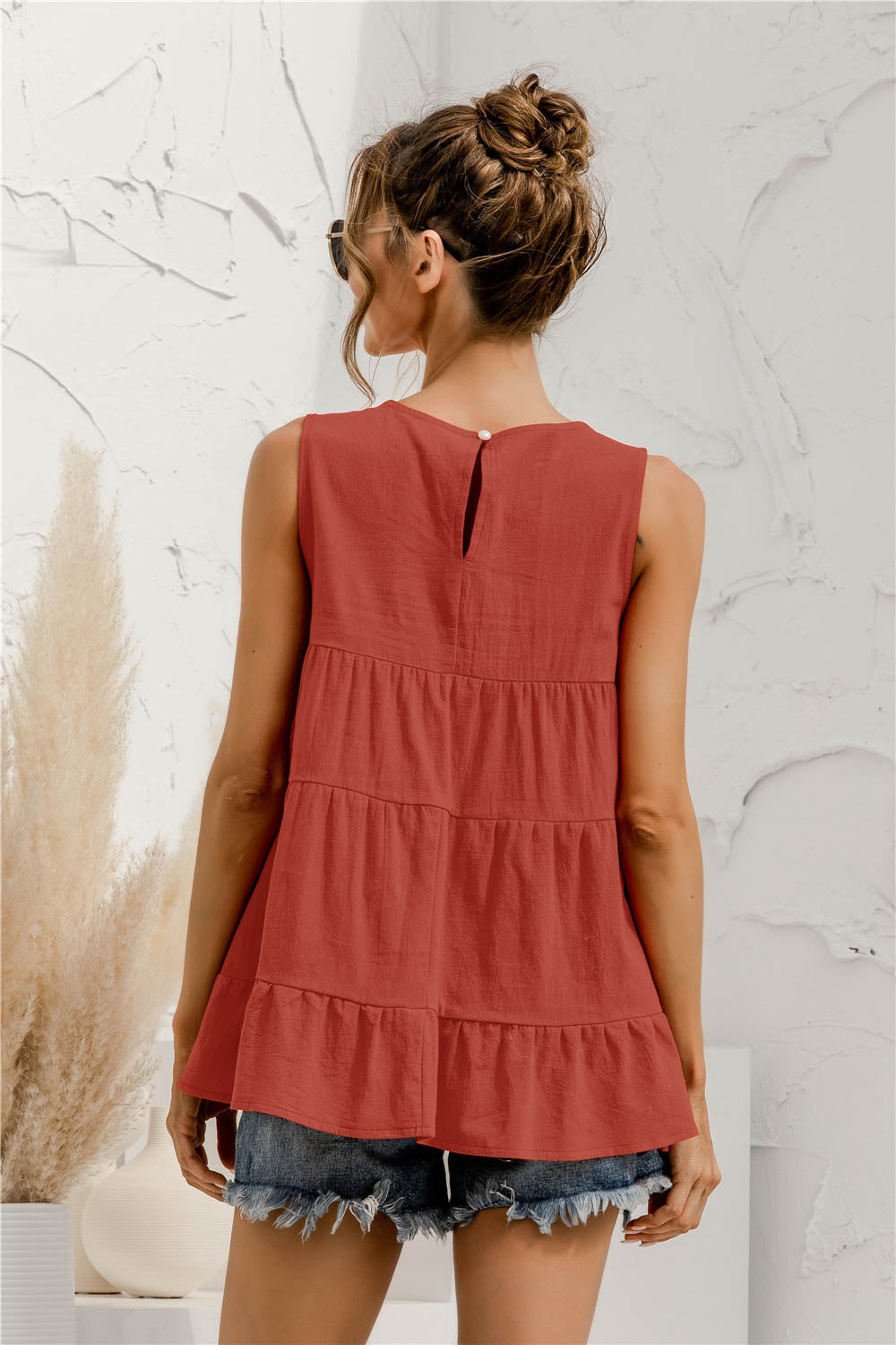 Round Neck Tiered Tank - cas7m