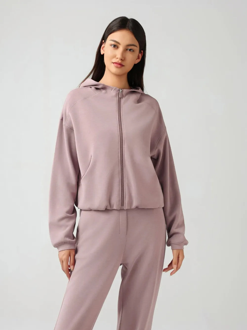 Millennia Zip Up Dropped Shouder Active Hooded - cas7m