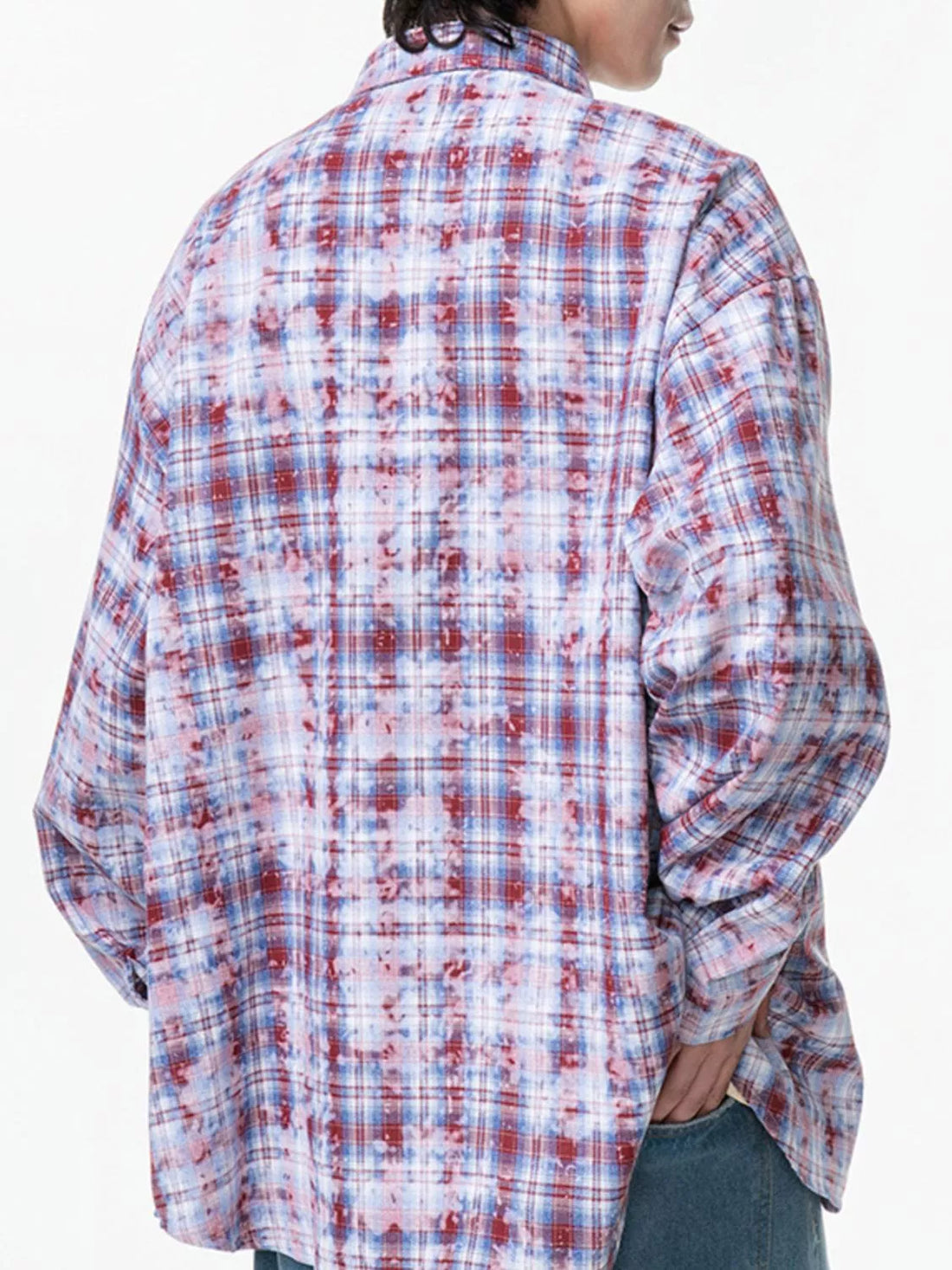 Men's Plus Size Plaid Button Up Long Sleeve Shirt - cas7m