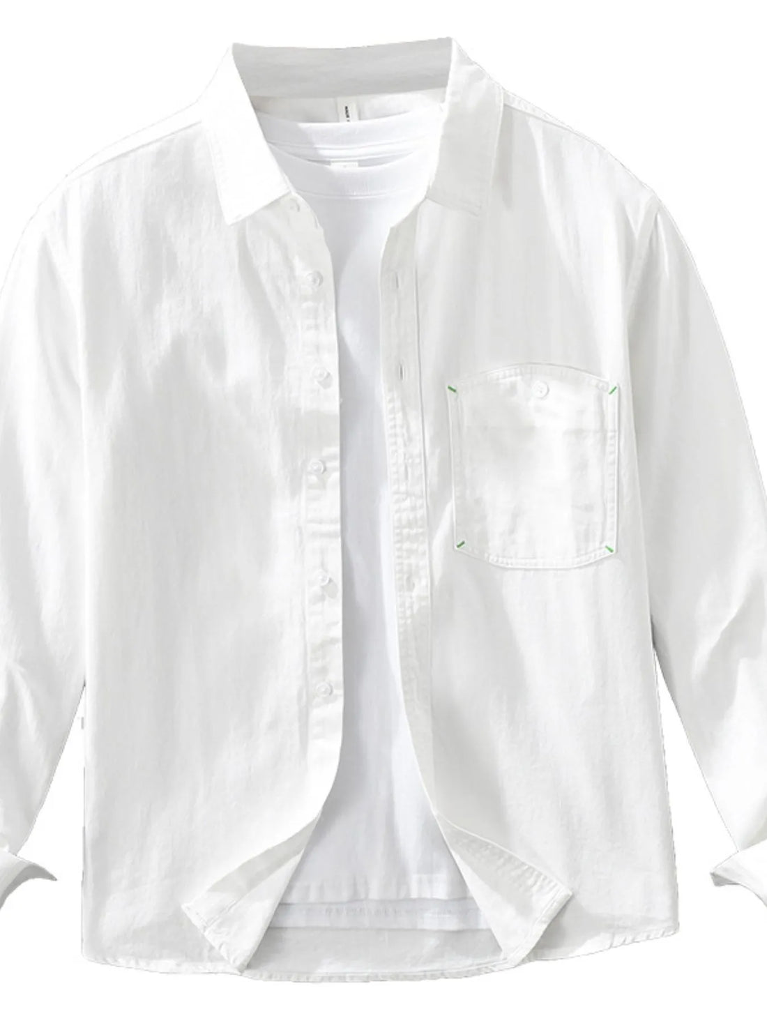 Men's Plus Size Button Up Long Sleeve Shirt - cas7m