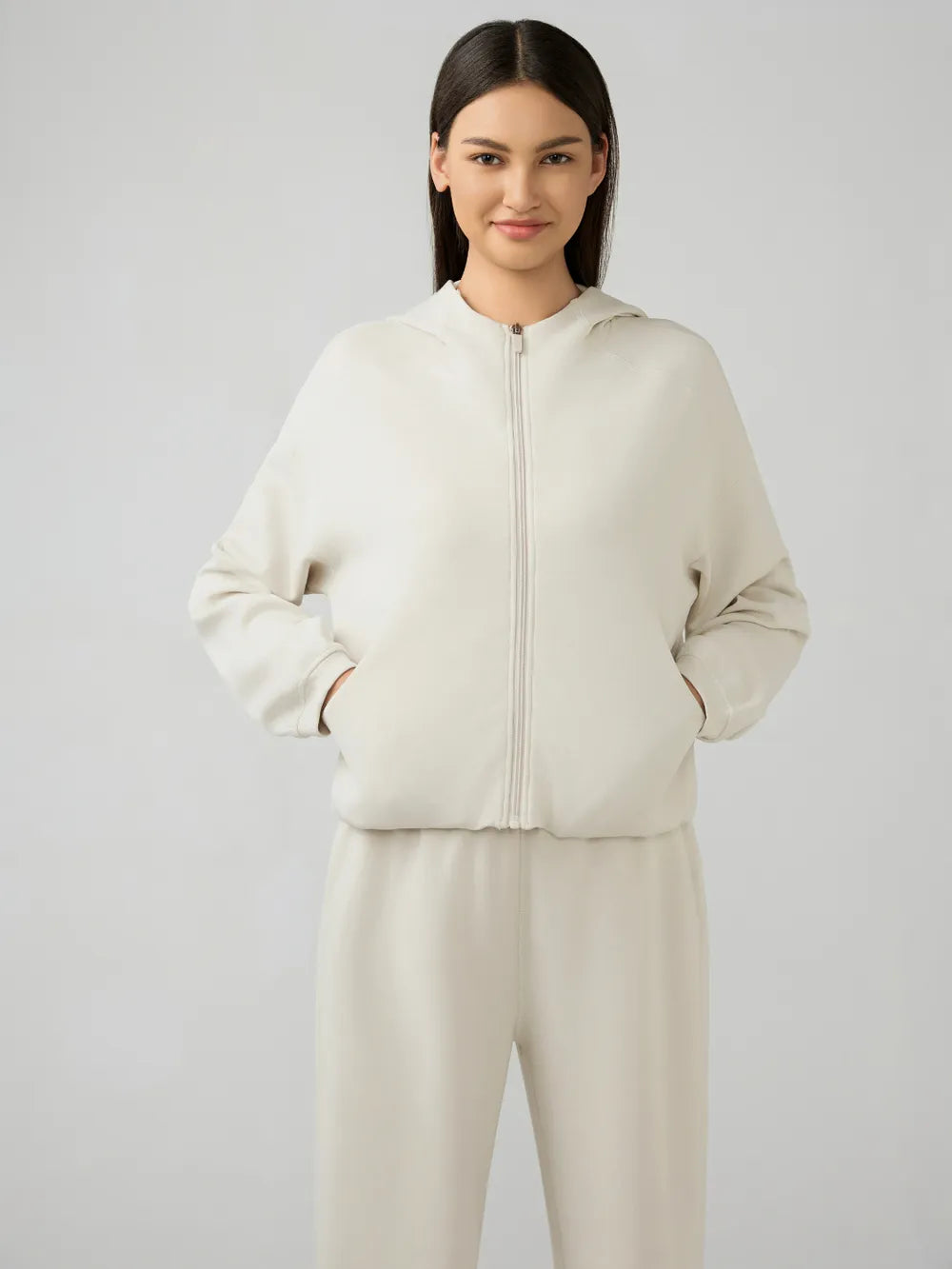Millennia Zip Up Dropped Shouder Active Hooded - cas7m