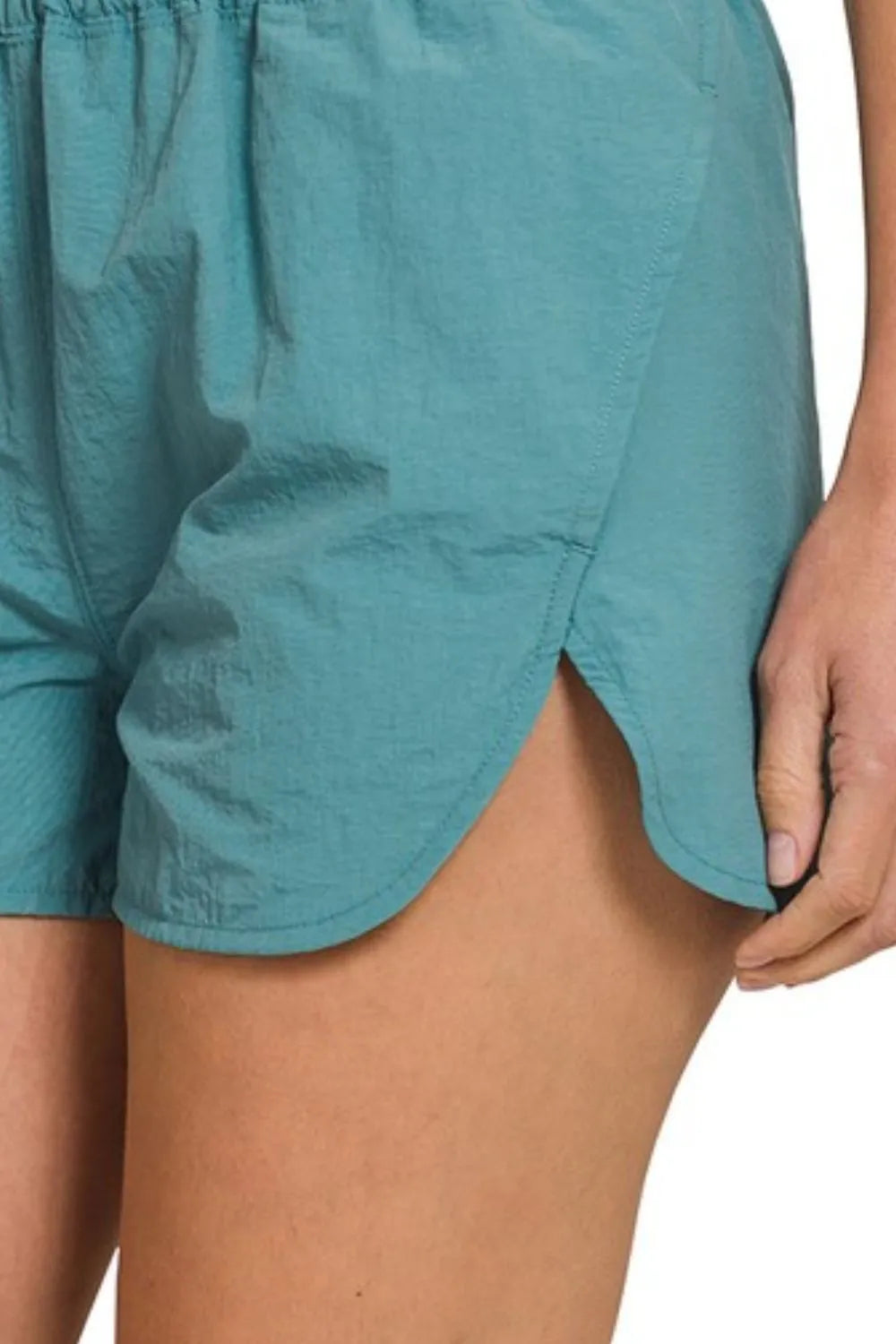Zenana Windbreaker Smocked Waistband Running Shorts - cas7m