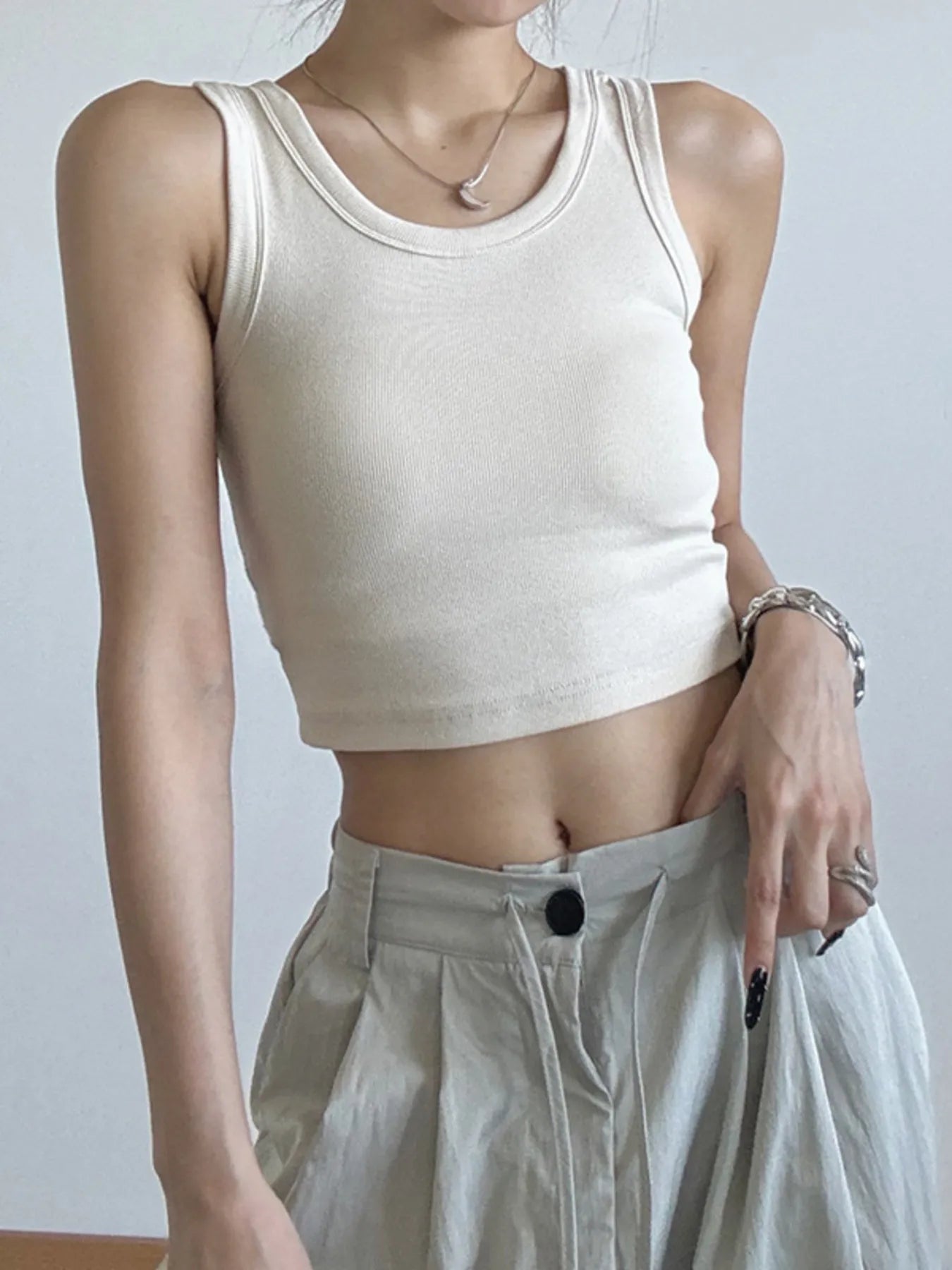 Ribbed Crop Tank Top - cas7m