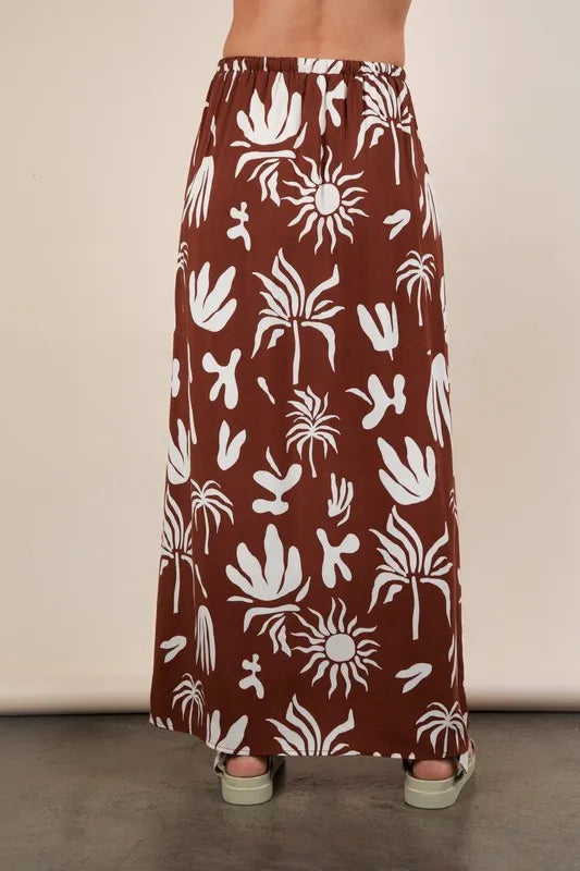 VERY J Printed Resort Midi Skirt - cas7m