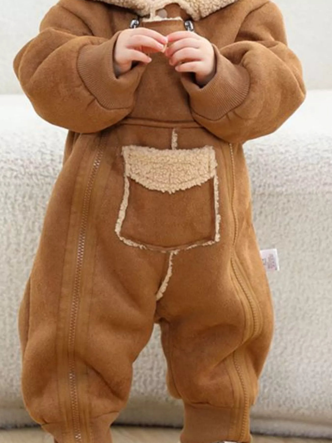 Children's Fleece Hooded One-Piece Jumpsuit - cas7m
