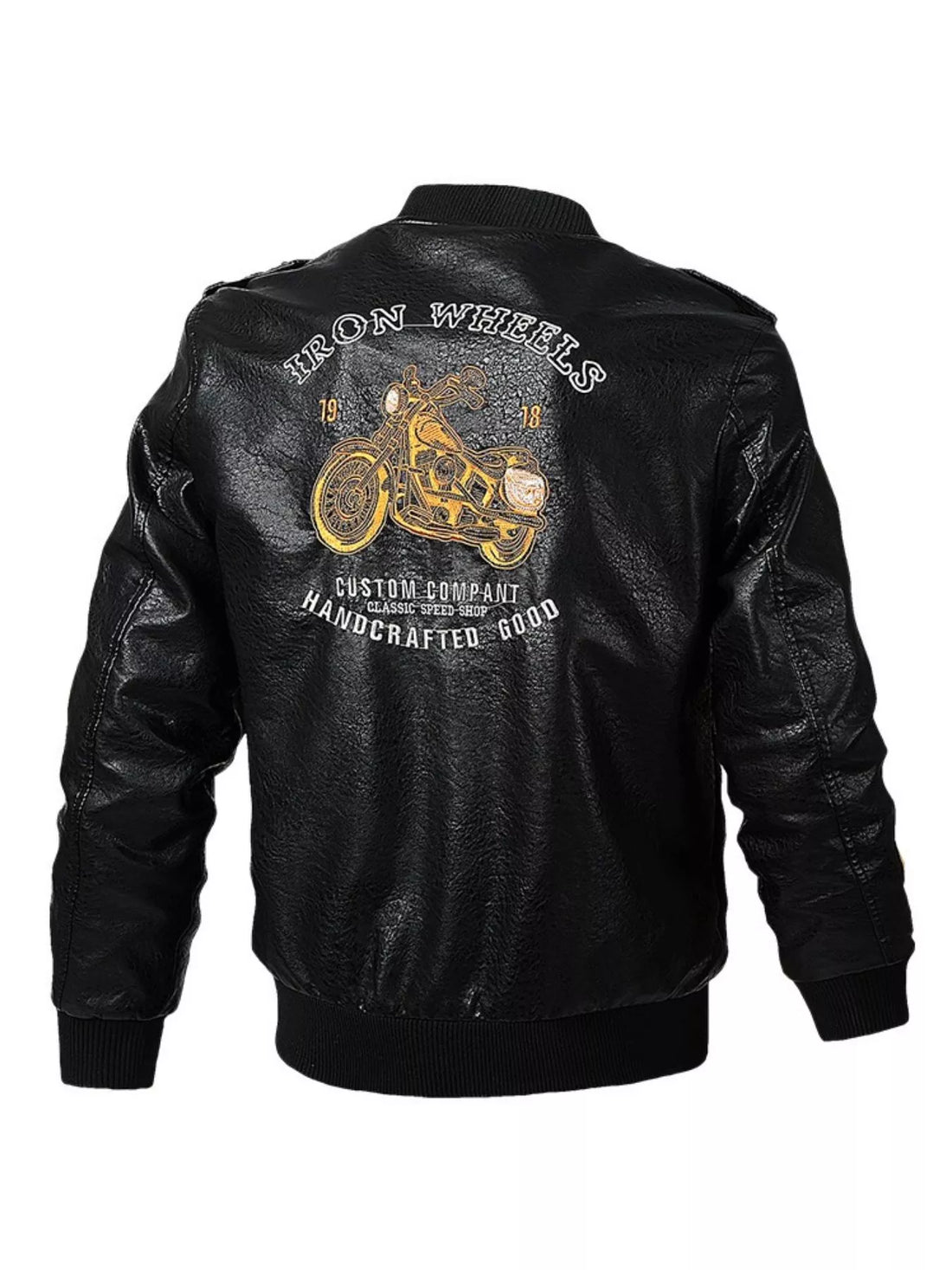 Men's Plus Size Zip Up Leather Jacket - cas7m