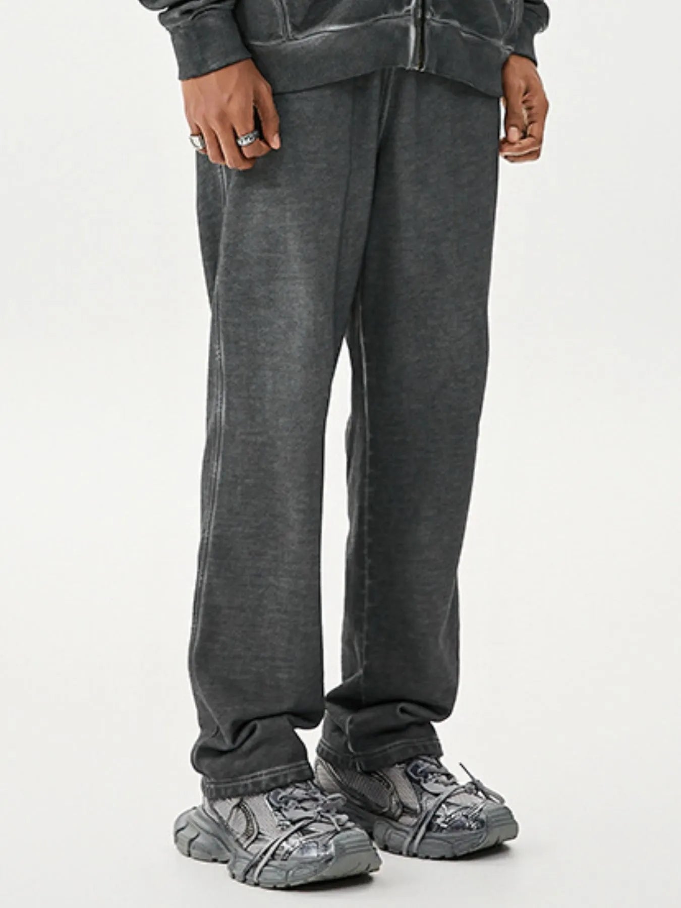 Men's Drawstring Washed Straight Sweatpants - cas7m